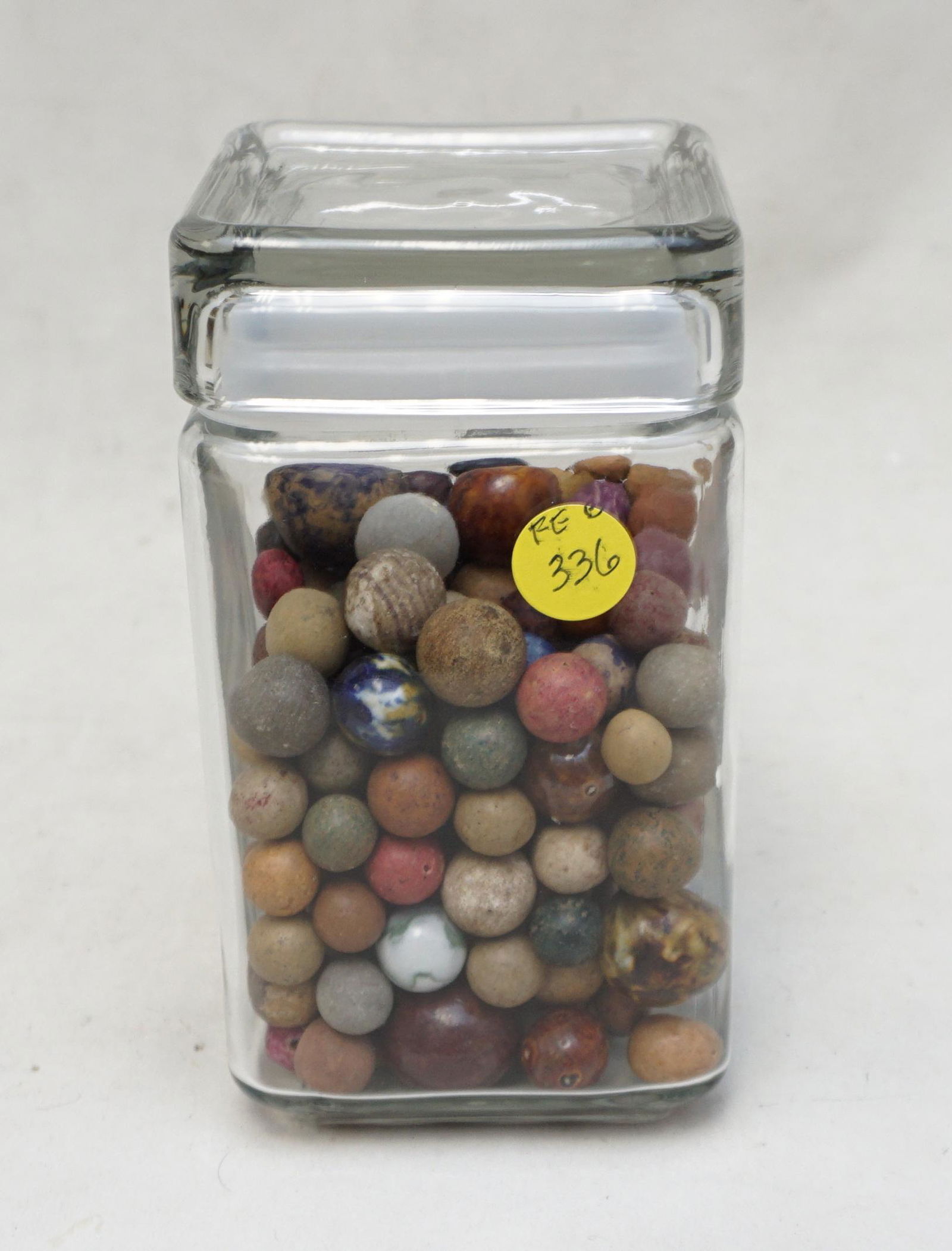 JAR OF ANTIQUE CLAY MARBLES (1 of 7)
