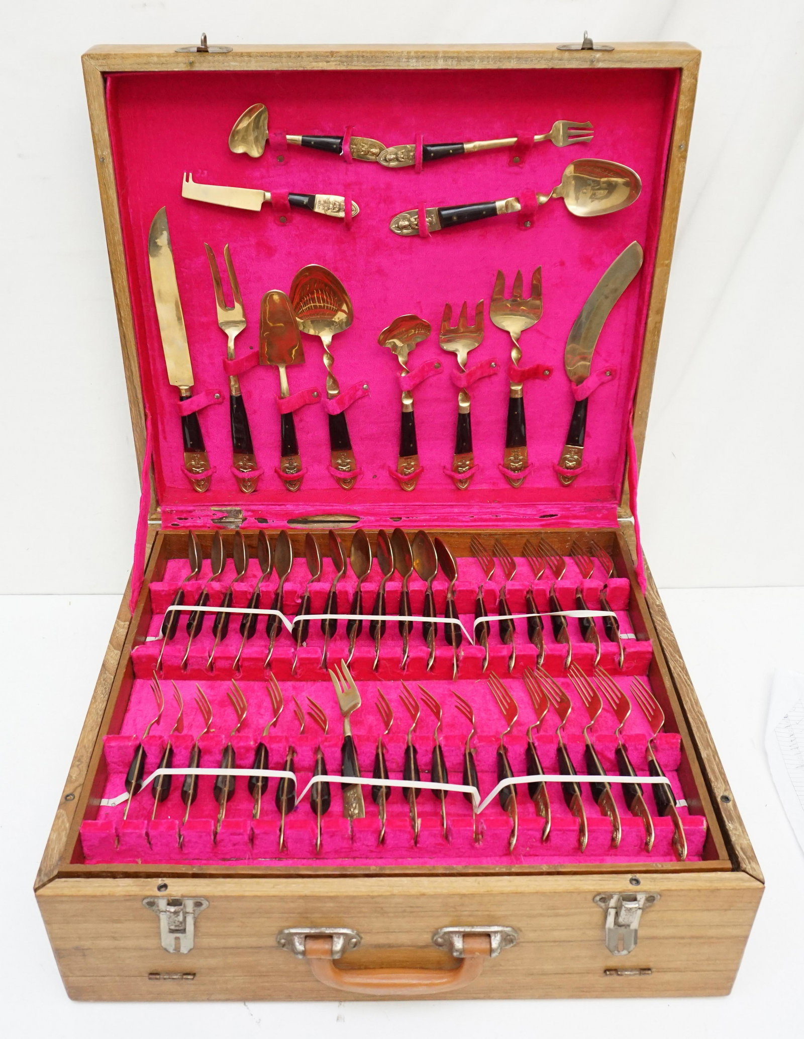 CASED (144 PC) SIAM BRASS FLATWARE SET (1 of 6)