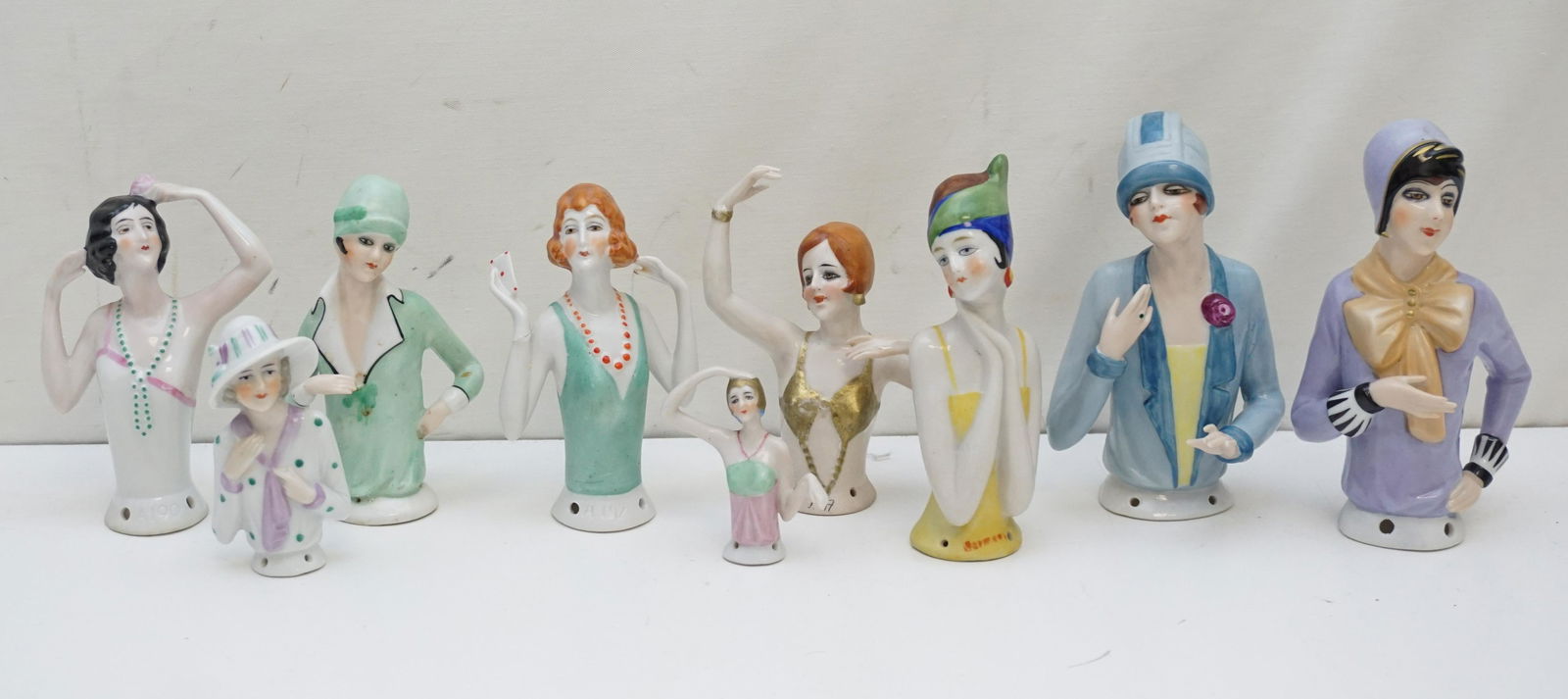 9 ART DECO PORCELAIN HALF DOLLS (1 of 4)