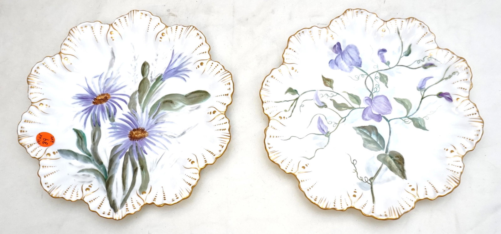 2 ANTIQUE HAND PAINTED LIMOGES OYSTER PLATES (1 of 6)