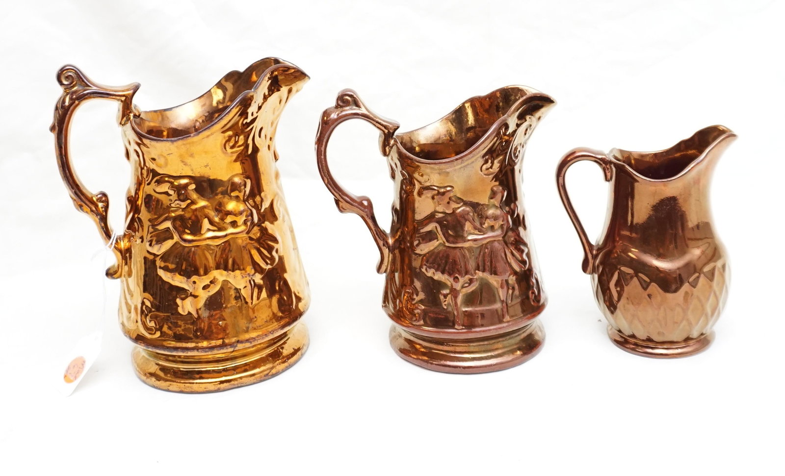 3 ENGLISH COPPER LUSTER WARE JUGS (1 of 11)