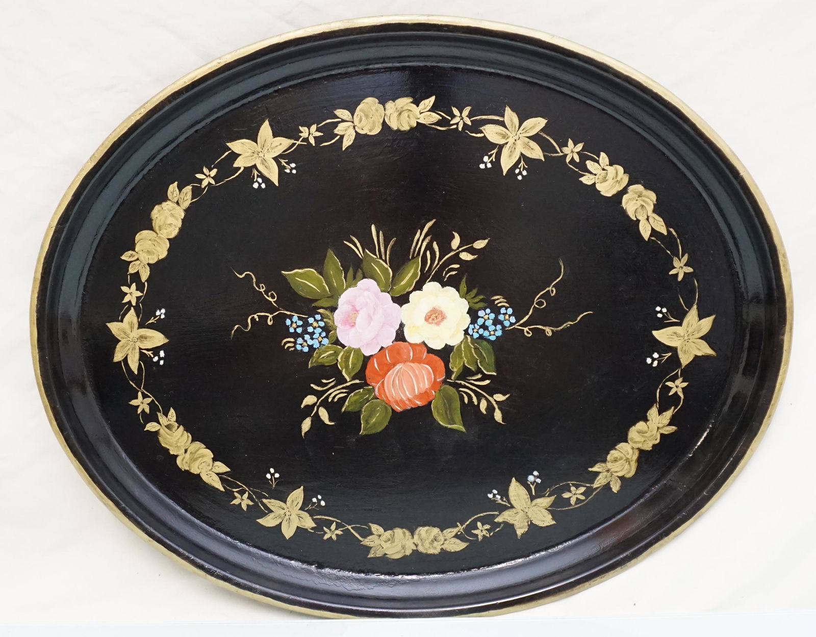 LARGE HANDPAINTED TOLE TRAY FLORALS (1 of 4)