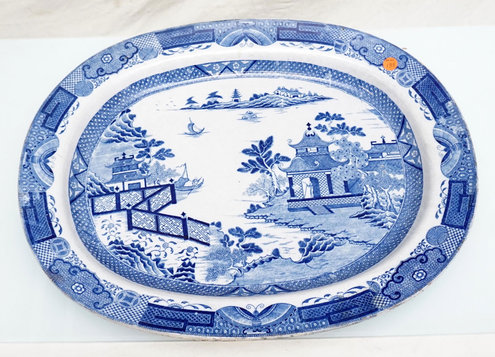 LARGE 18th c ENGLISH WILLOW PLATTER (1 of 8)