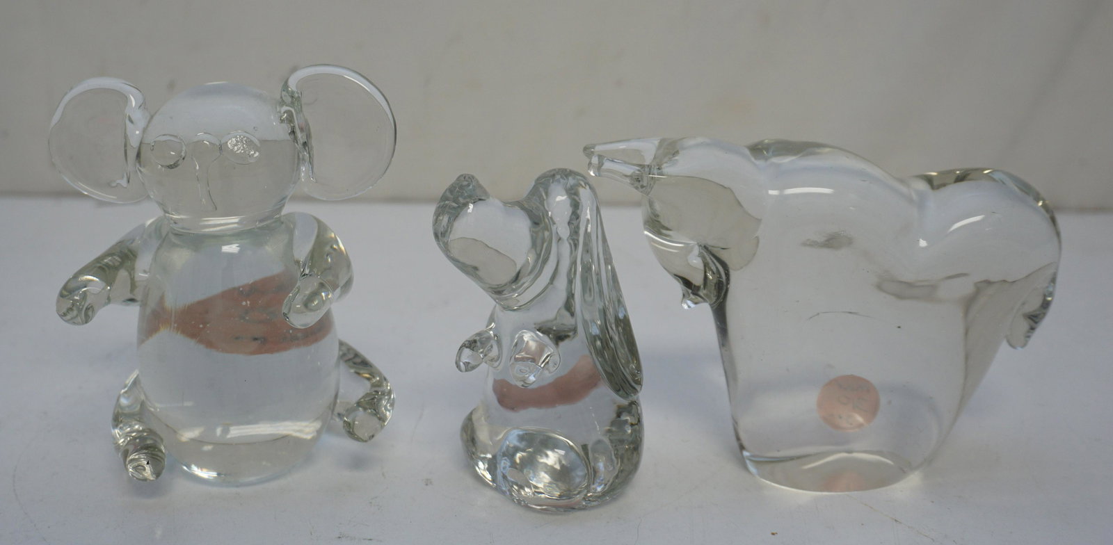 3 pc BLOWN GLASS / CRYSTAL ANIMAL PAPERWEIGHTS (1 of 4)