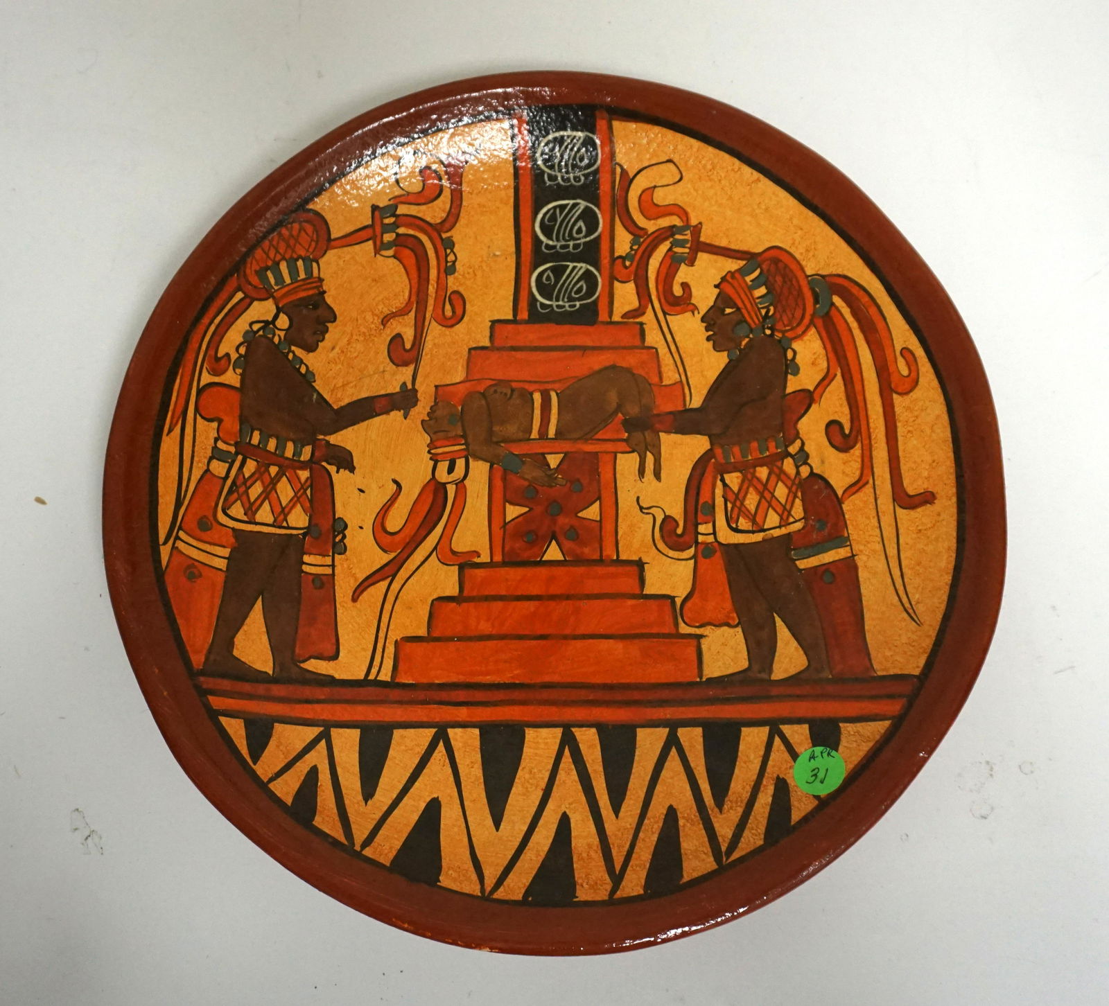 MID CENTURY TERRACOTTA MEXICAN SACRIFICE CHARGER (1 of 4)