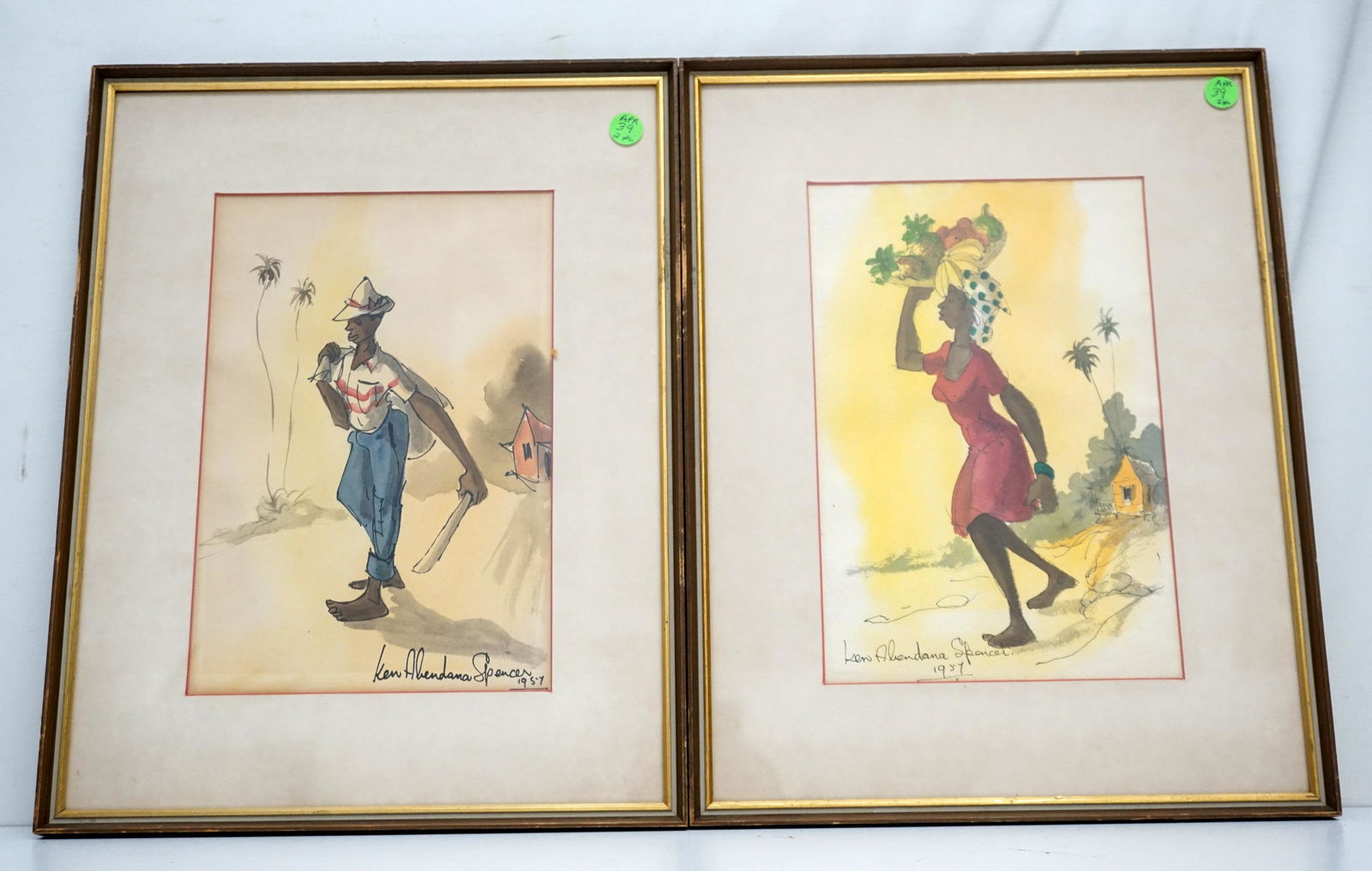2 MID CENTURY KEN ABENDANA SPENCER WATERCOLORS (1 of 5)