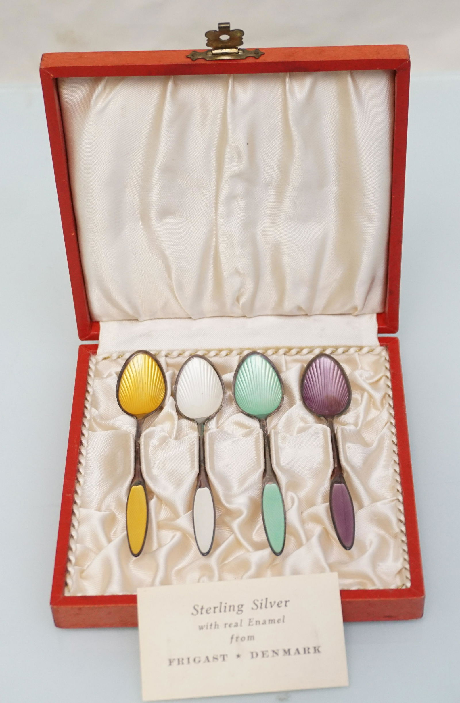 STERLING SILVER ENAMELED DEMITASSE SPOONS (1 of 4)