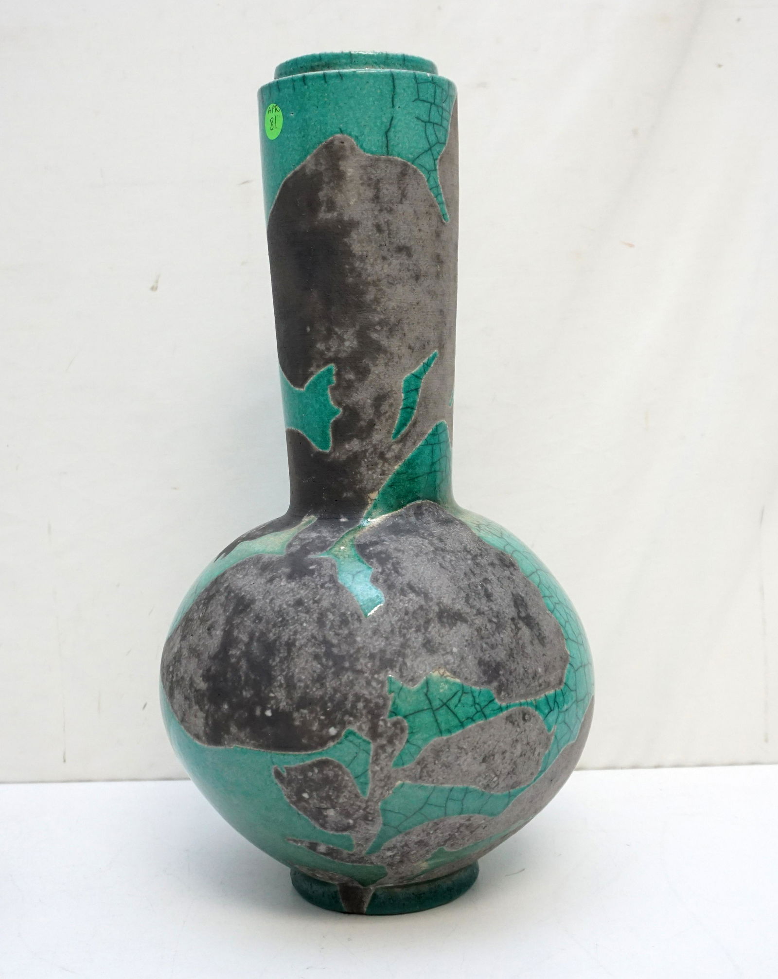 LARGE TURQUOISE RAKU VASE (1 of 9)