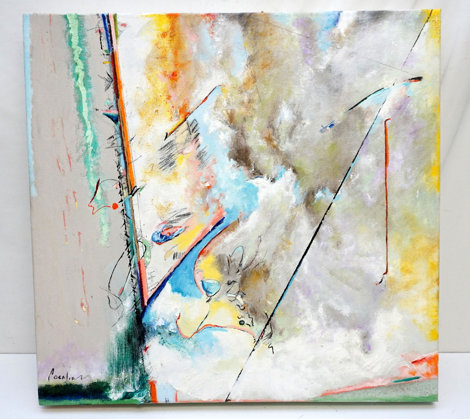 DONATO "DON" BERNANDO LOCALIO ABSTRACT: Donato "Don" Bernardo Localio (American, b.1954) Oil on Canvas Abstract. A personal friend of and mentored by Willem de Kooning,see the last photo, Localio's work is rarely available at auction. Measu