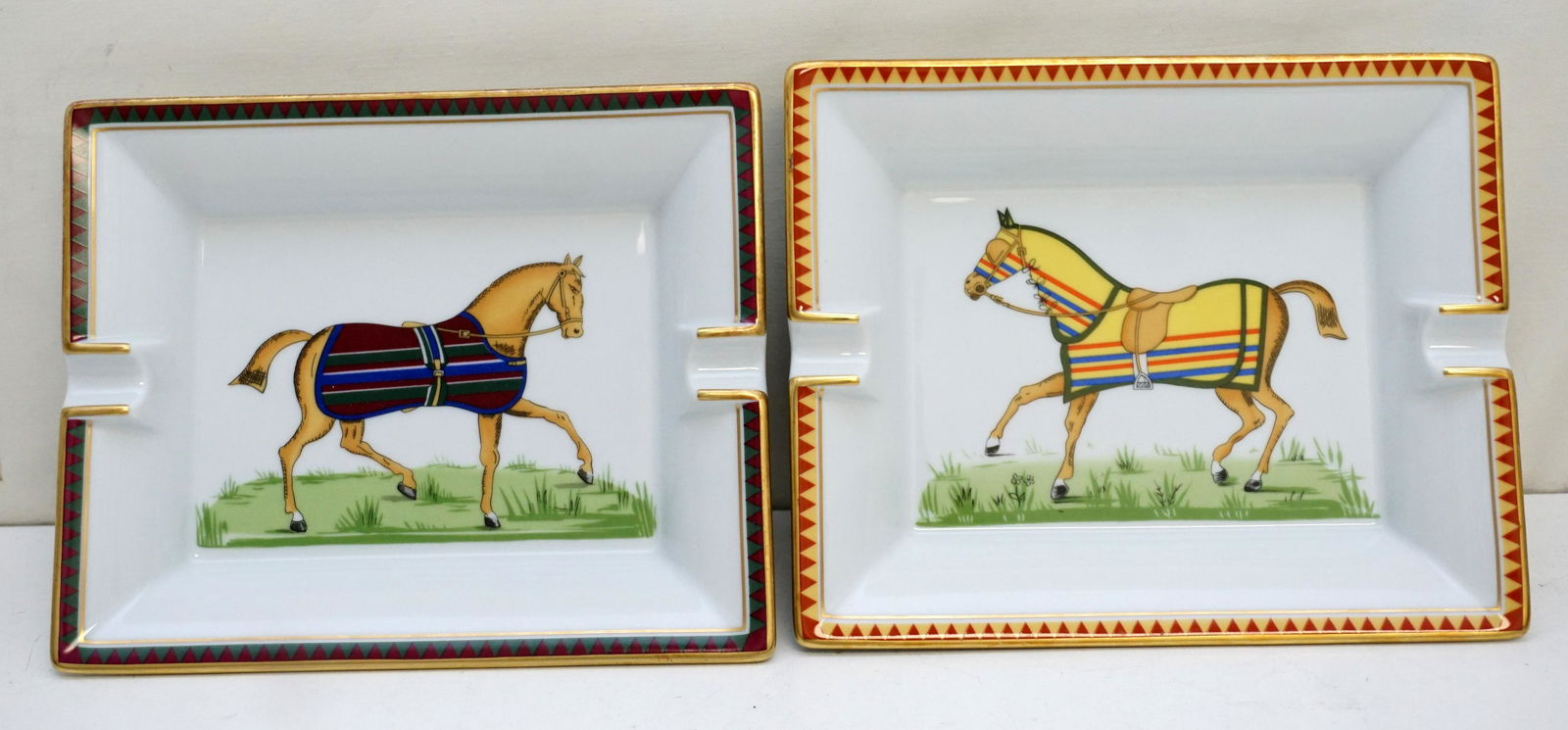 PAIR (2) HERMES VINTAGE EQUESTRIAN ASHTRAYS (1 of 8)