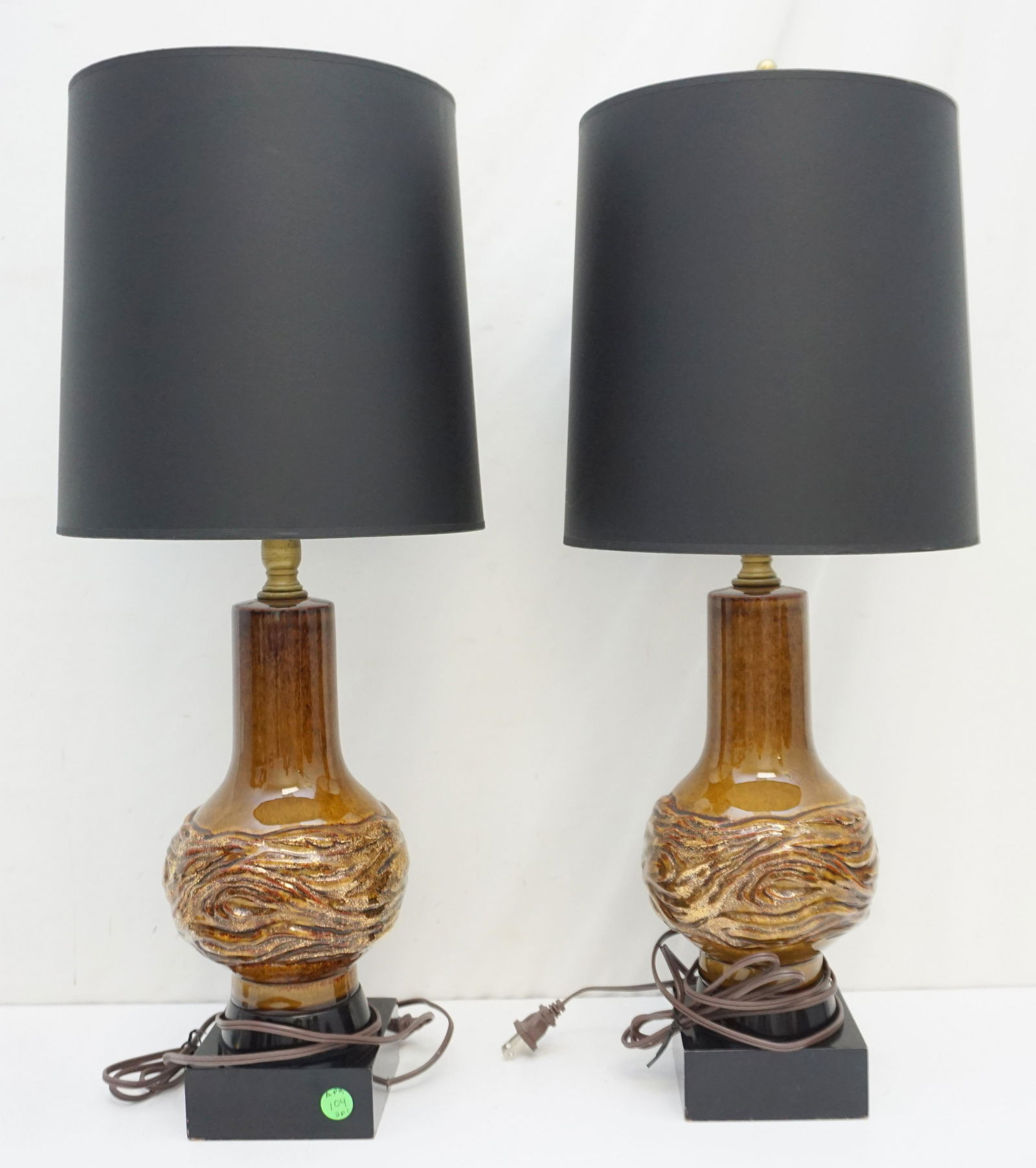 PAIR MID CENTURY POTTERY LAMPS (1 of 6)