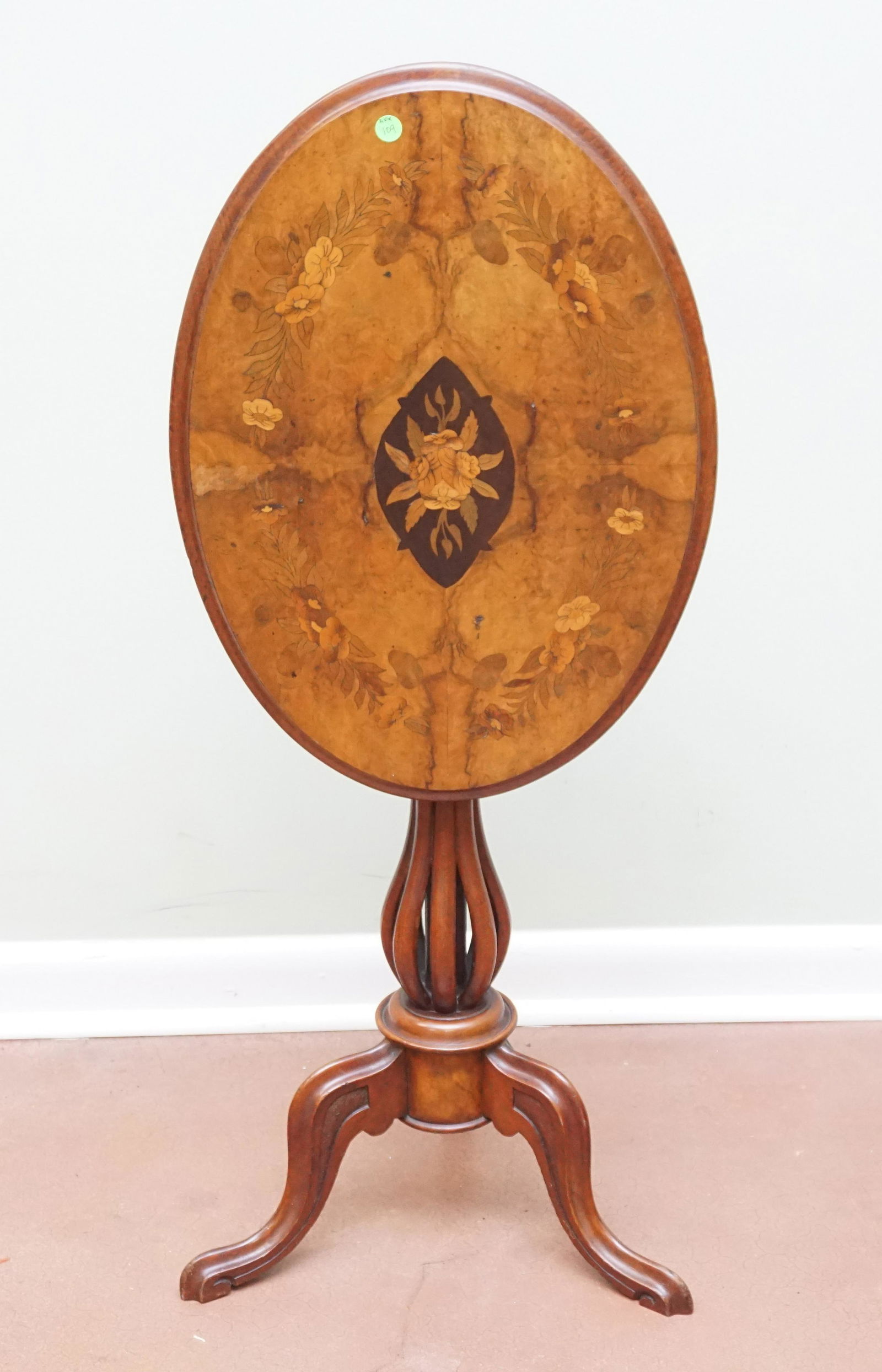 FLORAL INLAID MARQUETRY TILT TOP TABLE (1 of 6)