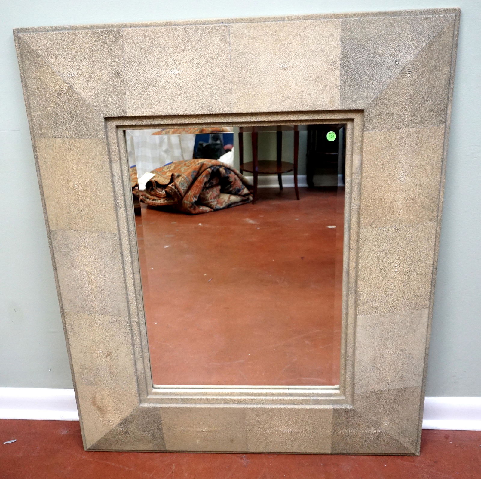 LARGE SHAGREEN KARL SPRINGER STYLE MIRROR (1 of 7)