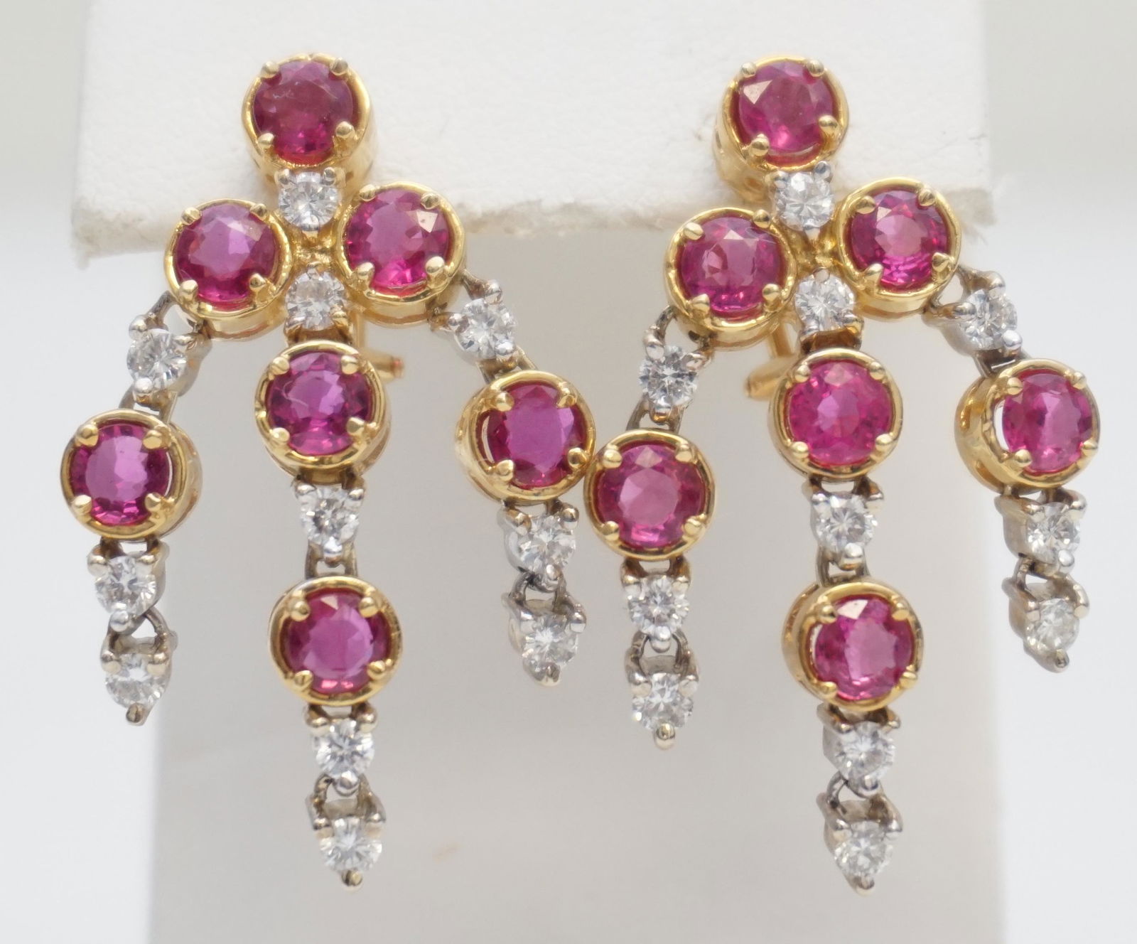 18KT 4.00CT PINK SAPPHIRE & 1.10CT DIAMOND EARRINGS (1 of 4)
