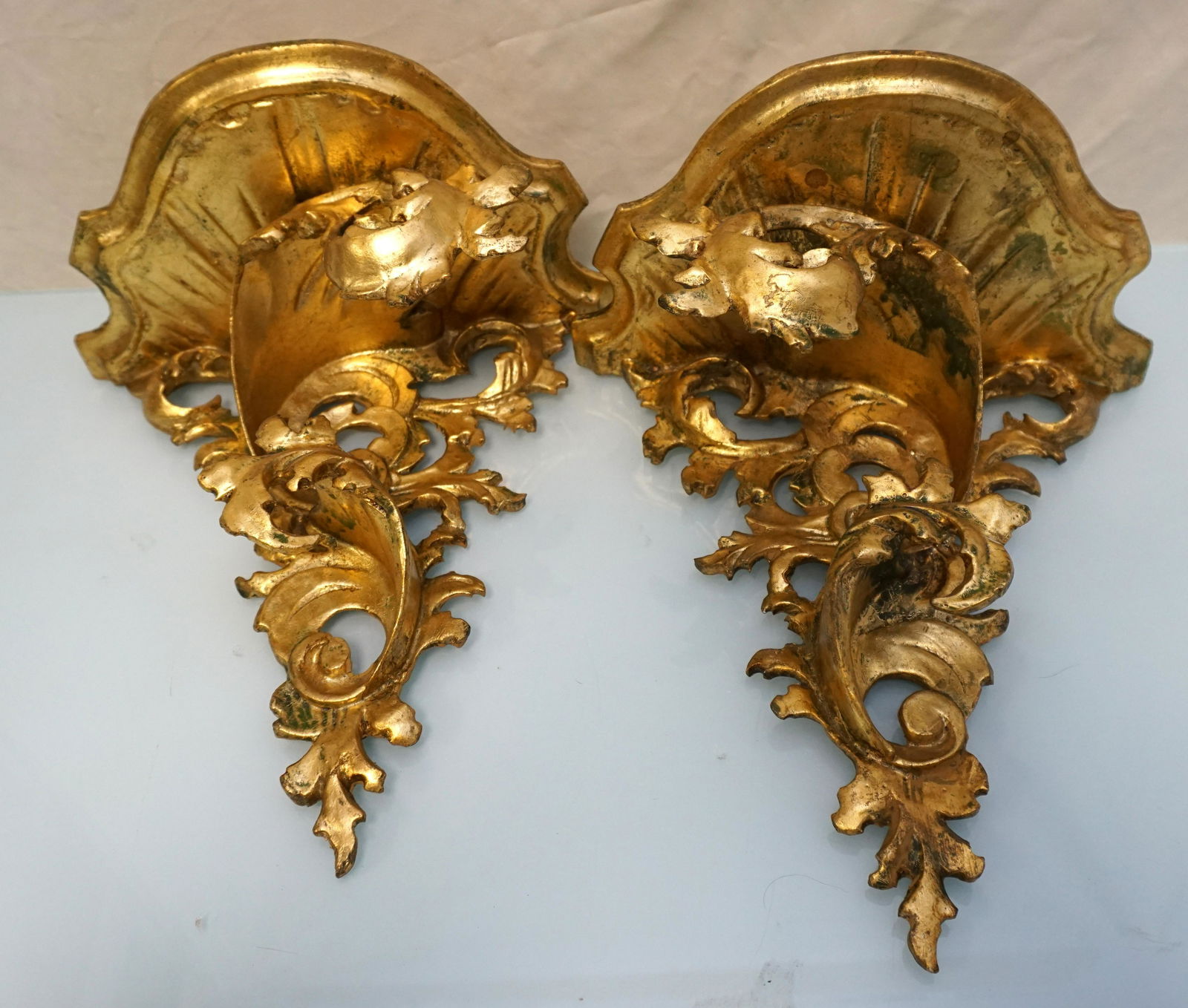 PAIR MID CENTURY ITALIAN GILT FLORENTINE SCONCES (1 of 7)