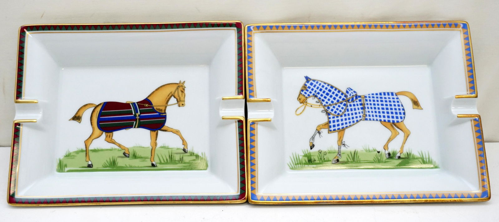 PAIR (2) HERMES VINTAGE EQUESTRIAN ASHTRAYS (1 of 10)