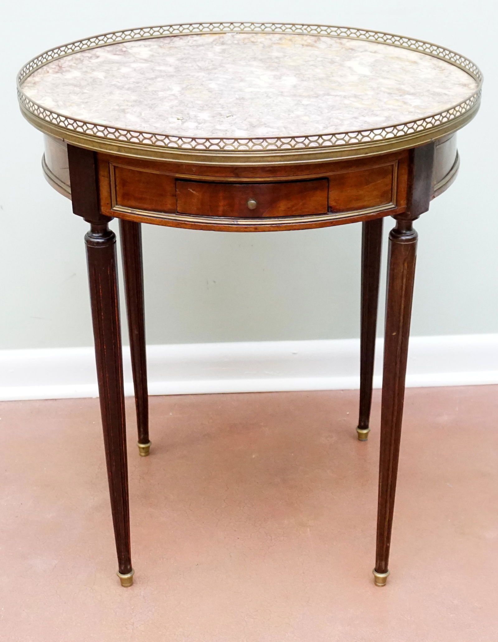 19th c FRENCH MARBLE TOP GALLEY TABLE (1 of 8)