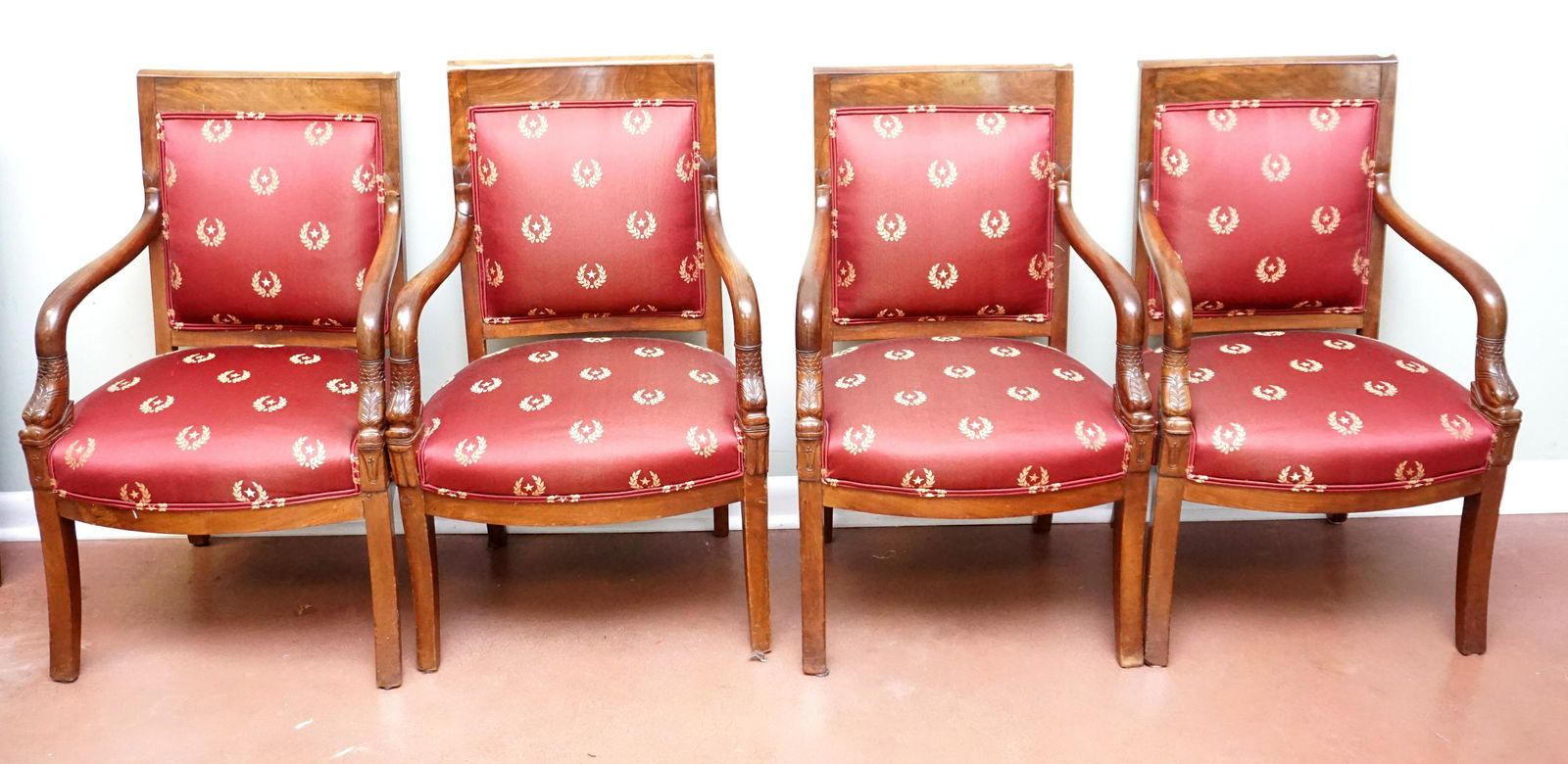 SET OF 4 ANTIQUE FRENCH CARVED DOLPHIN HEAD CHAIRS (1 of 4)