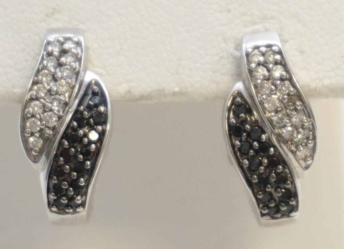 14KT WHITE GOLD BLACK & WHITE DIAMOND EARRINGS (1 of 3)
