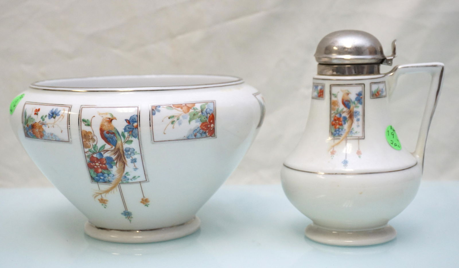 2 PC ART DECO FRAUNFELTER CHINA BATTER BOWL + SYRUP (1 of 8)