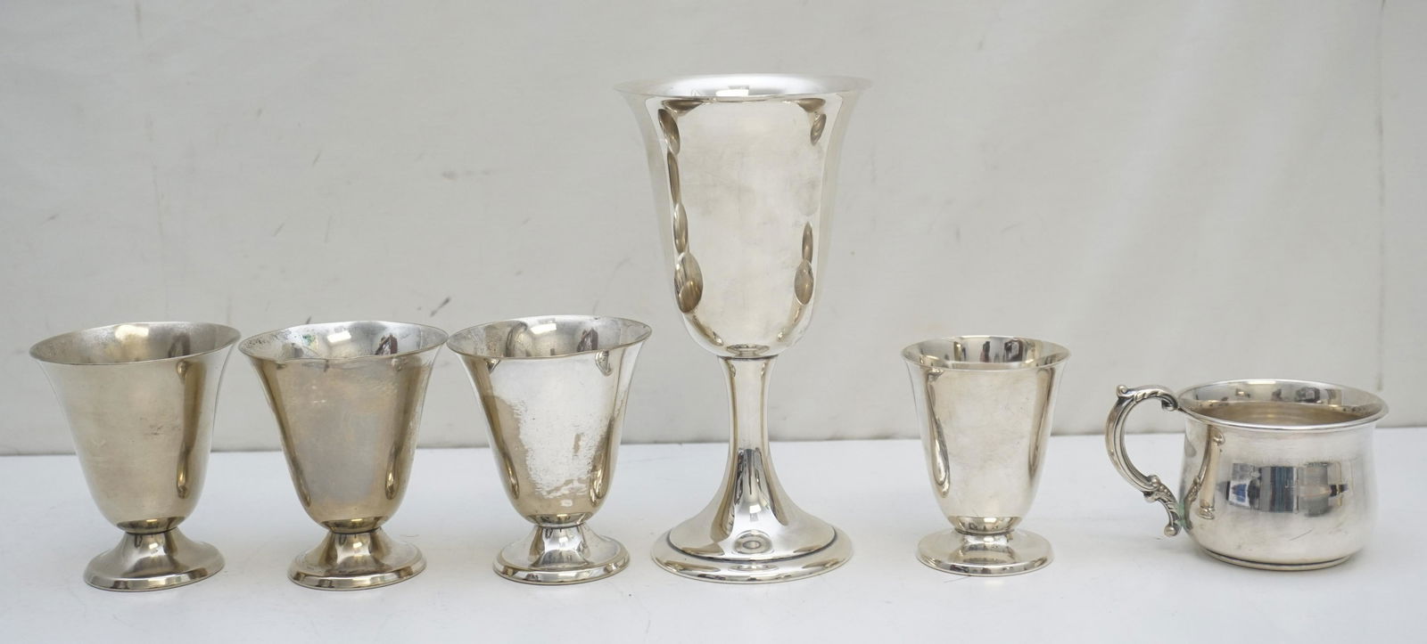 6 PC AMERICAN STERLING 7 SILVER PLATED  CUPS (1 of 9)