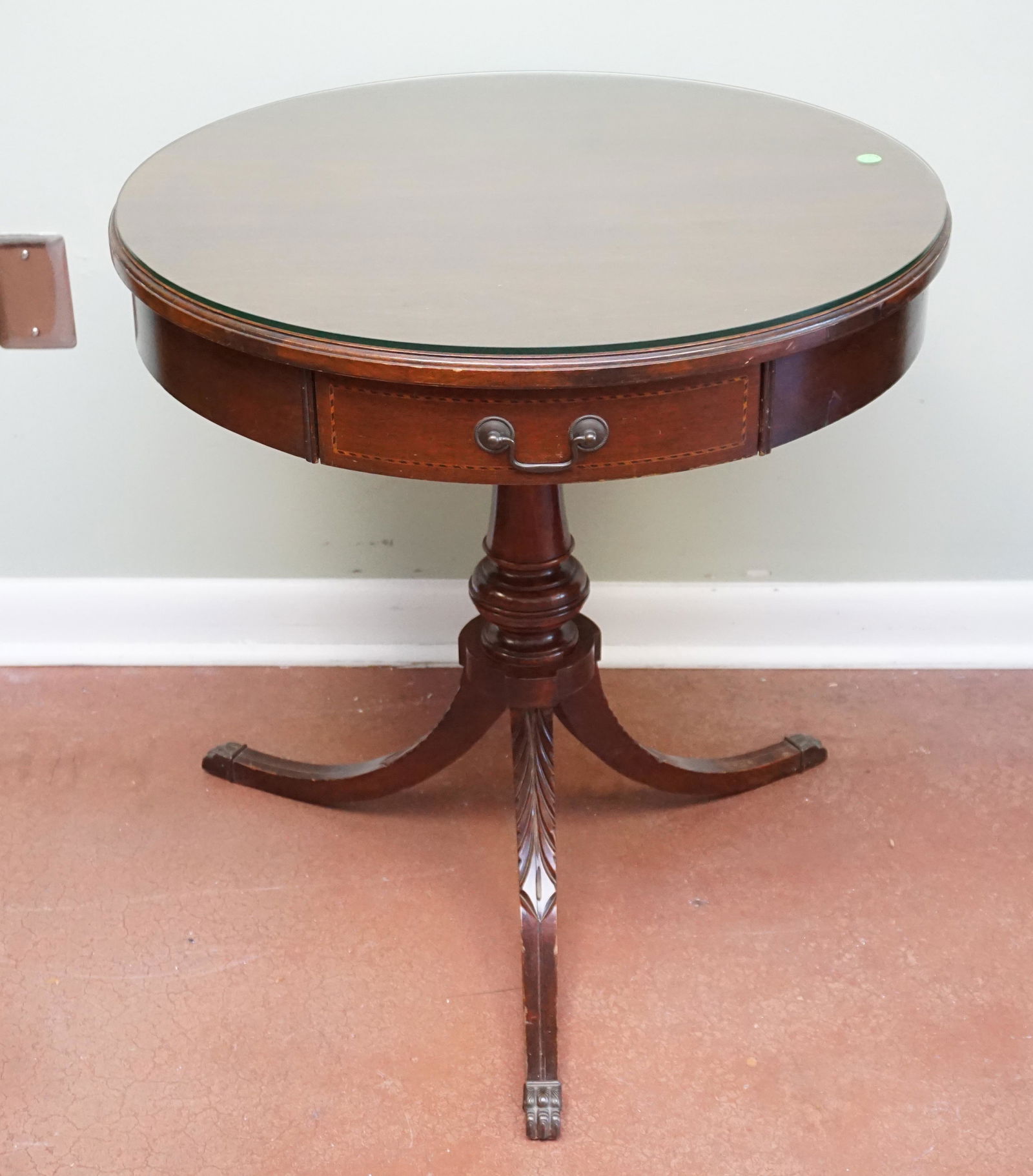 VINTAGE MAHOGANY DRUM TABLE (1 of 8)