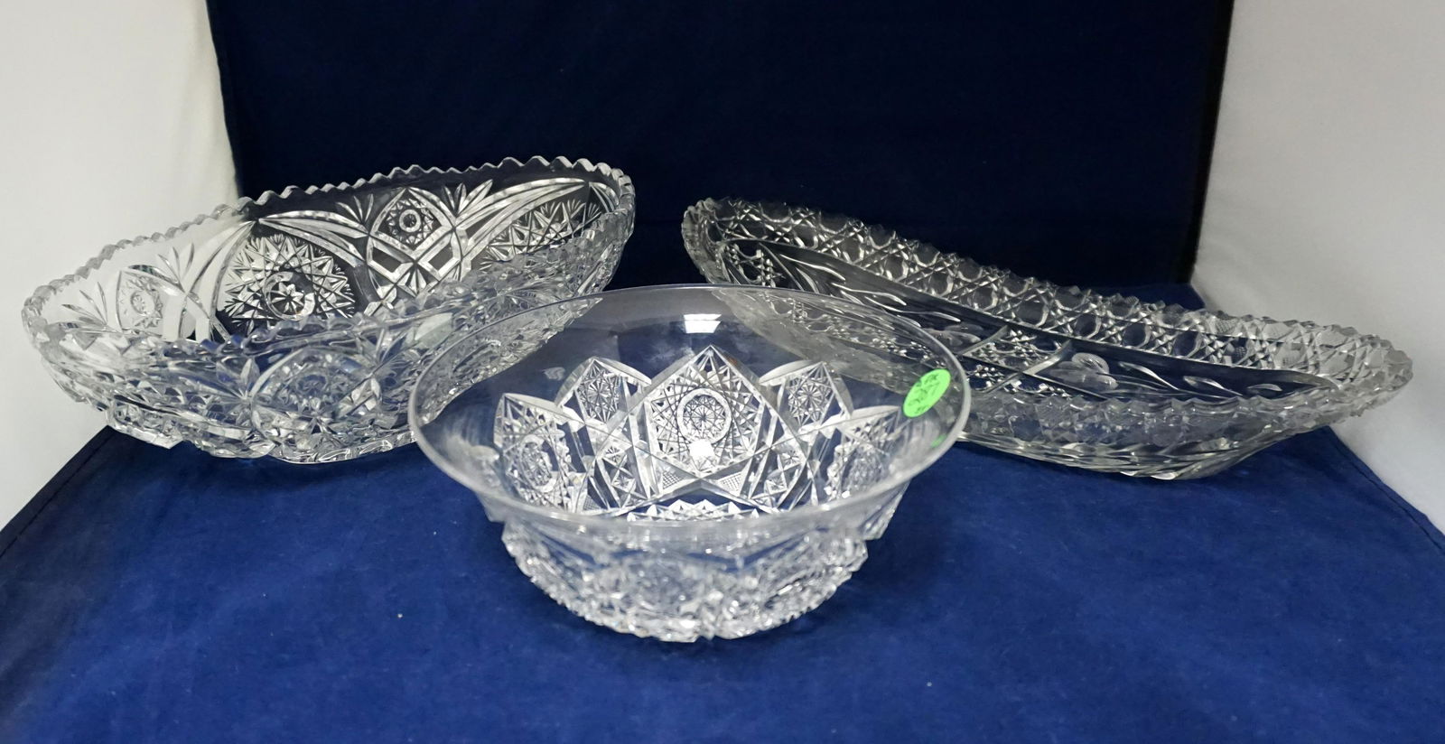 3 PC CUT GLASS RELISH - 2 BOWLS (1 of 6)