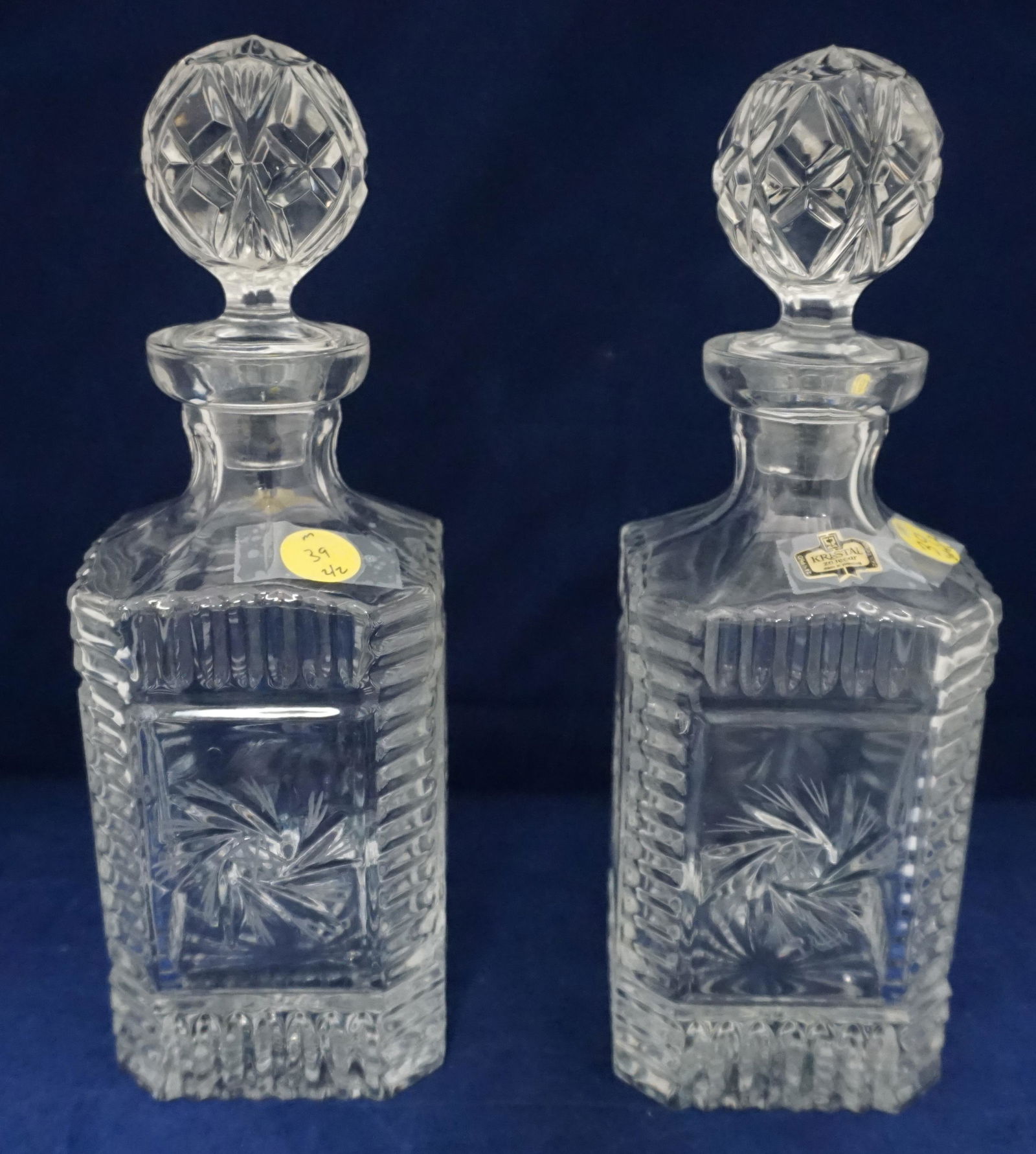 2PC VINTAGE BOHEMIAN KRISTAL DECANTERS YUGOSLAVIA (1 of 7)