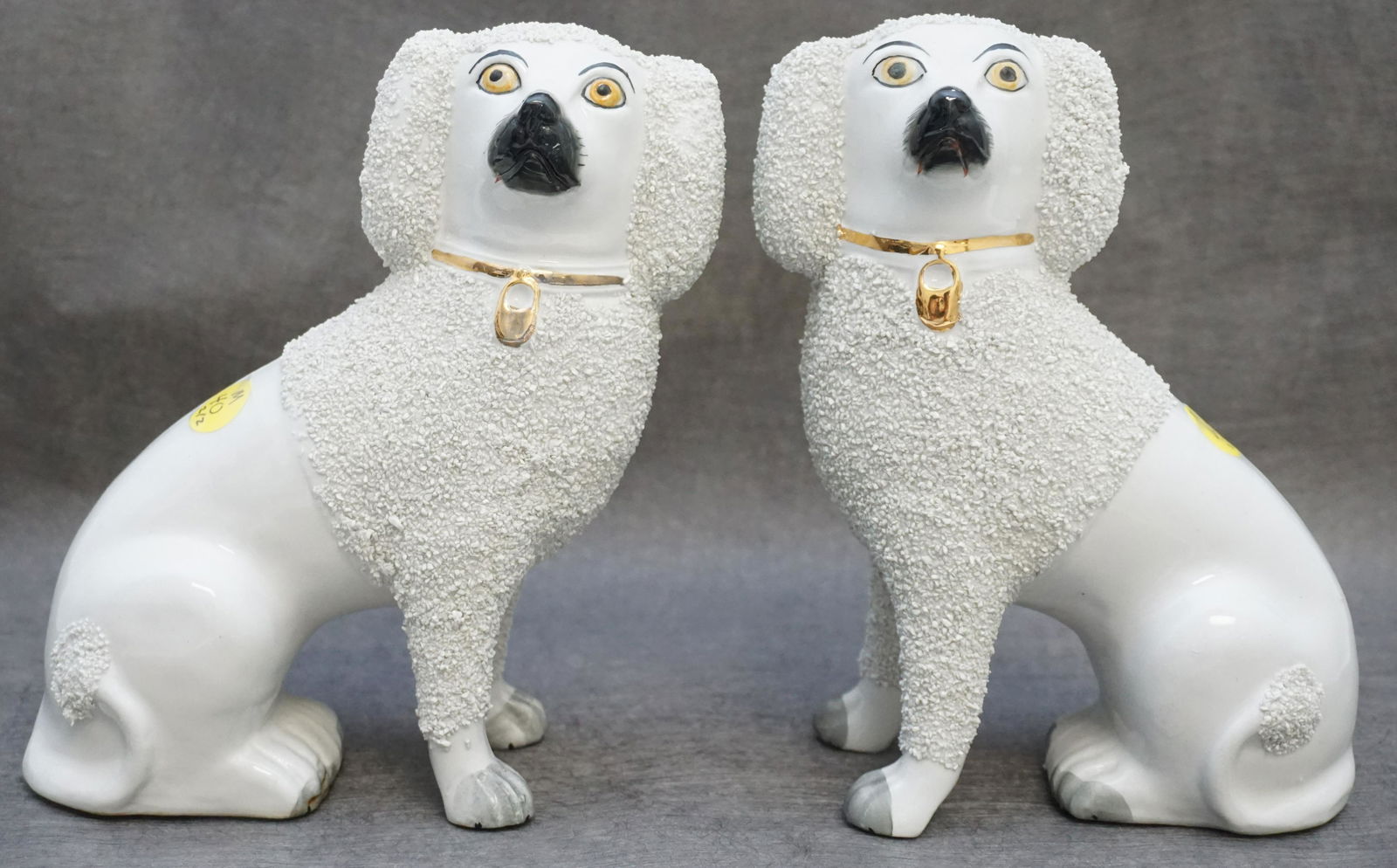 PAIR ANTIQUE ENGLISH STAFFORDSHIRE WARE SPANIELS (1 of 7)