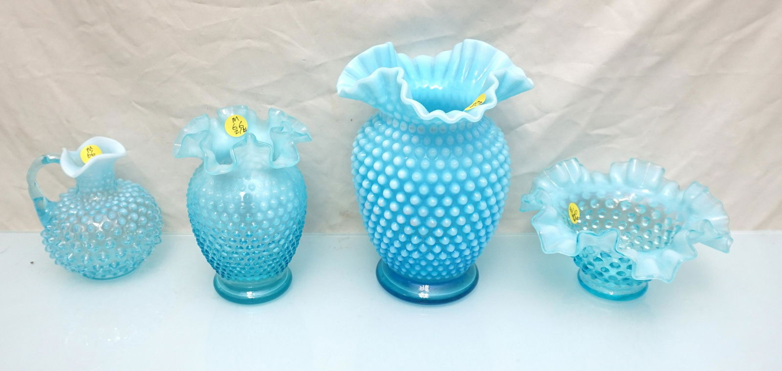 4 PC FENTON BLUE OPALESCENT GLASS (1 of 8)