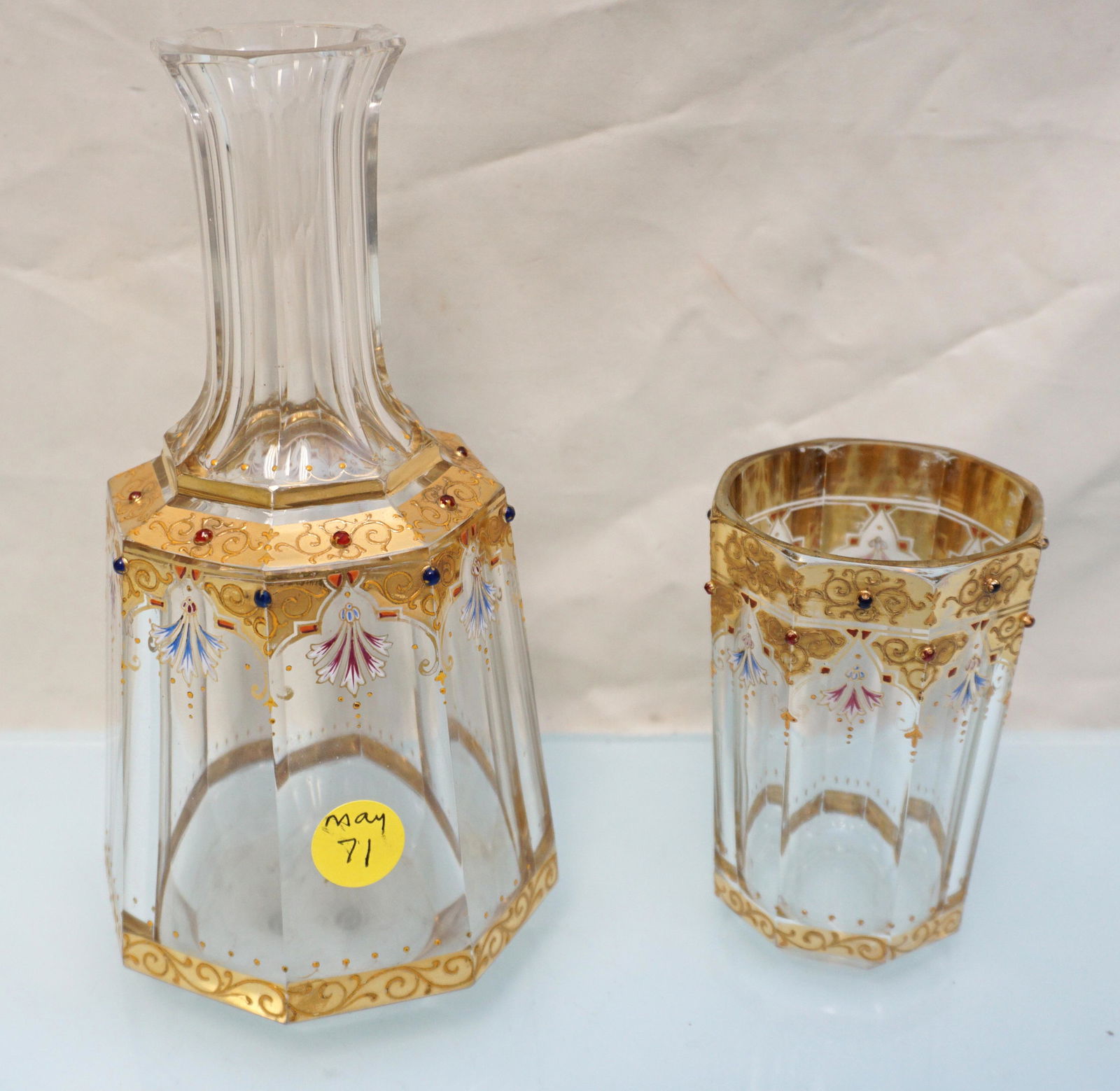 ANTIQUE MOSER BOHEMIAN ENAMELED TUMBLE UP (1 of 6)