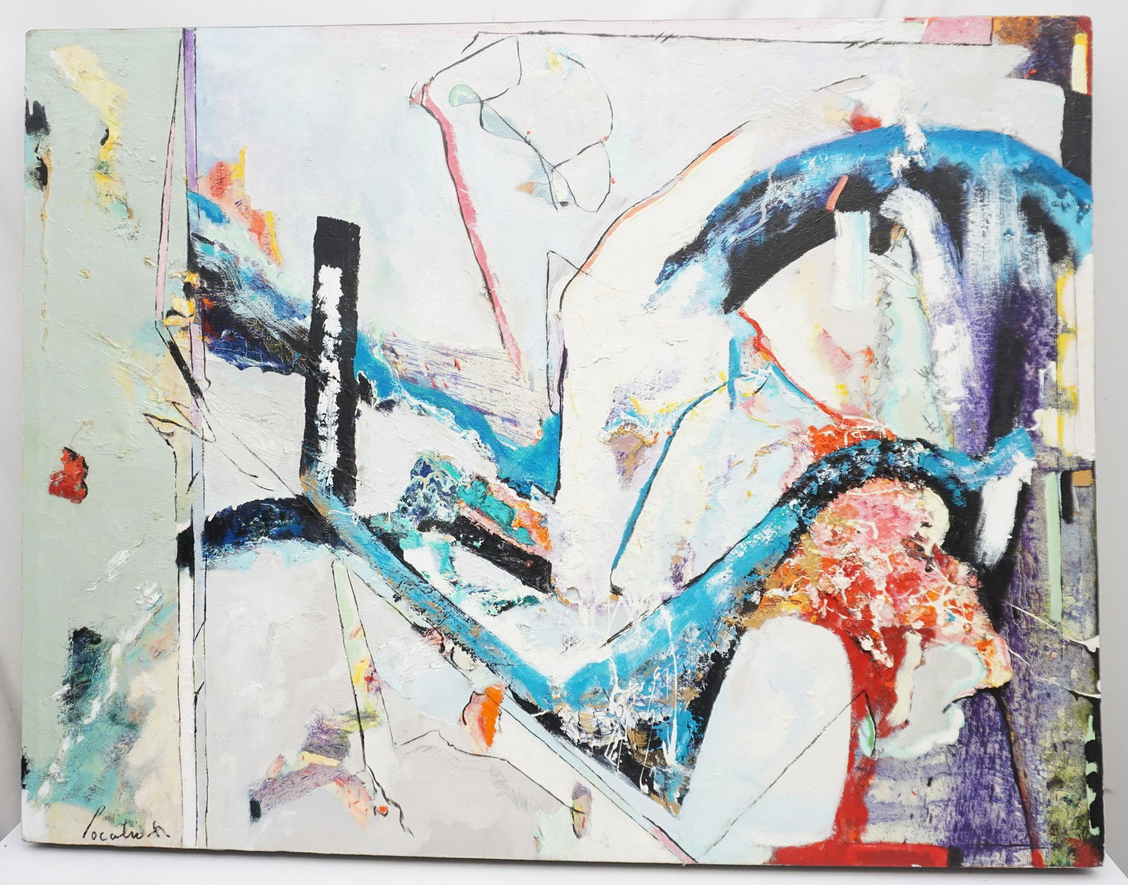 DONATO "DON" BERNANDO LOCALIO LARGE ABSTRACT: Donato "Don" Bernardo Localio (American, b.1954) Oil on Canvas Abstract. A personal friend of and mentored by Willem de Kooning, Localio's work is rarely available at auction. Measures 35"x451/2"x3".