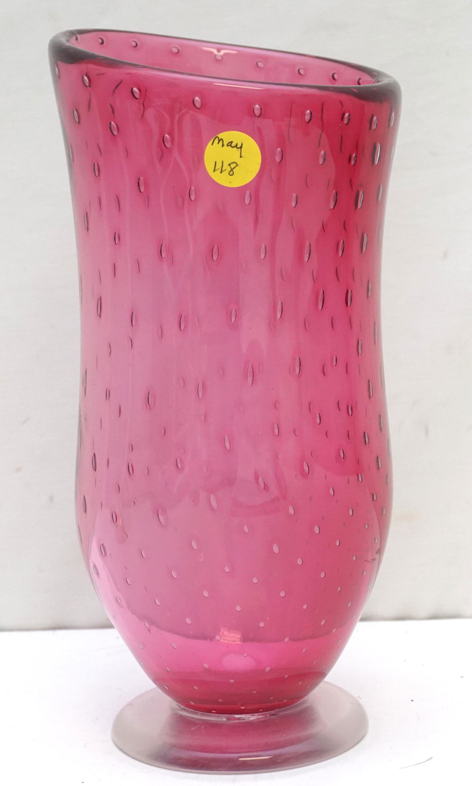 MCM CONTROLLED BUBBLE CRANBERRY VASE (1 of 7)