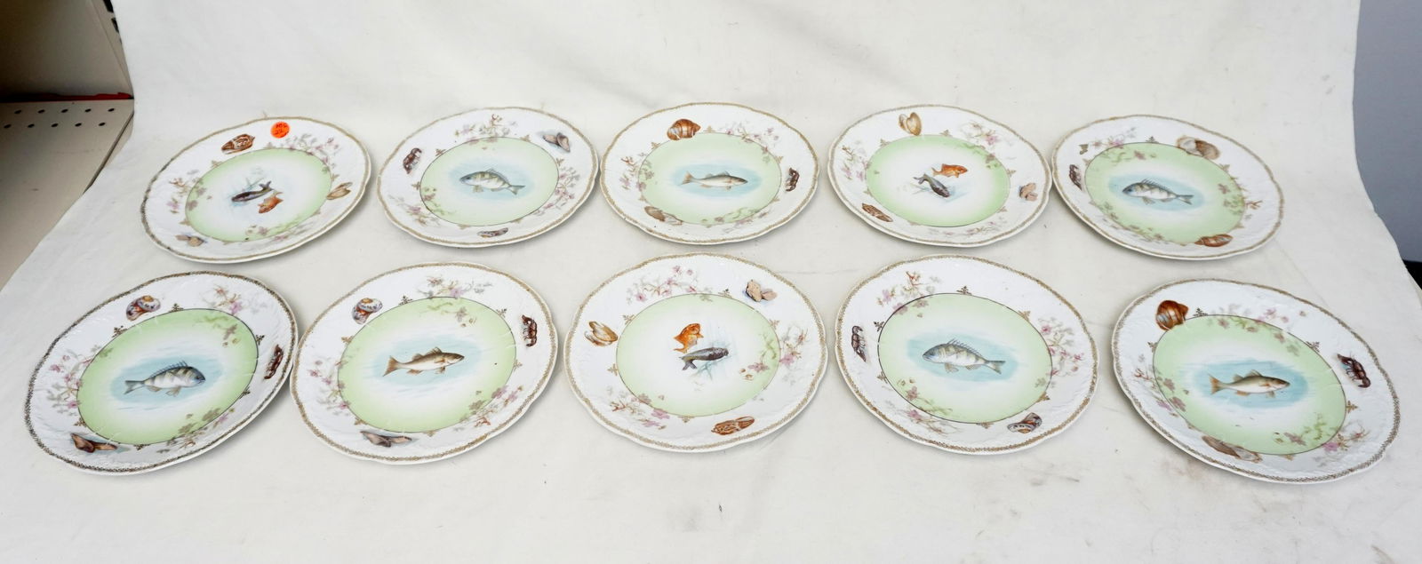 10 IMPERIAL CROWN CHINA AUSTRIA FISH PLATES (1 of 9)