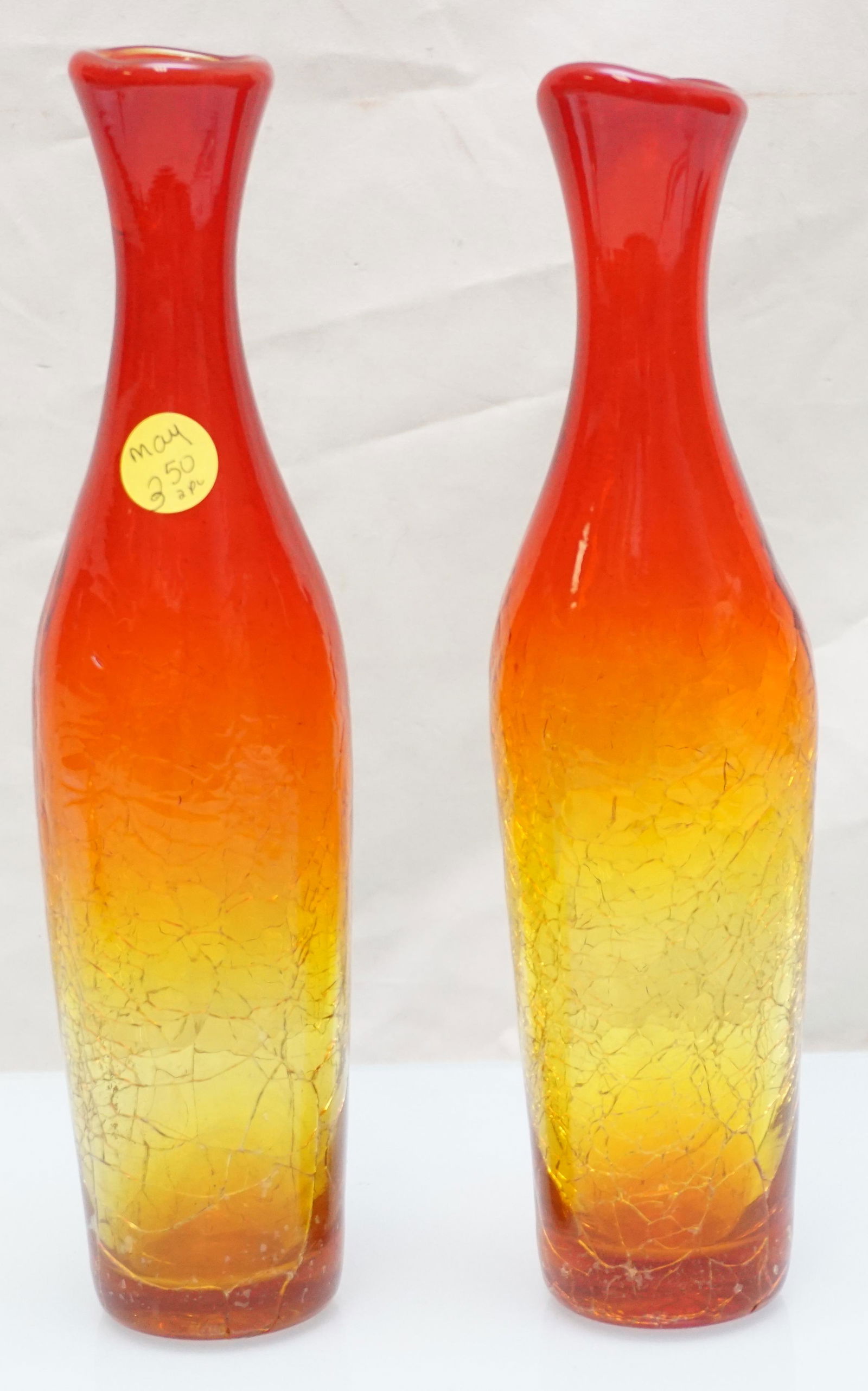 PAIR VINTAGE BLOWN AMBERINA VASES / DECANTERS (1 of 5)