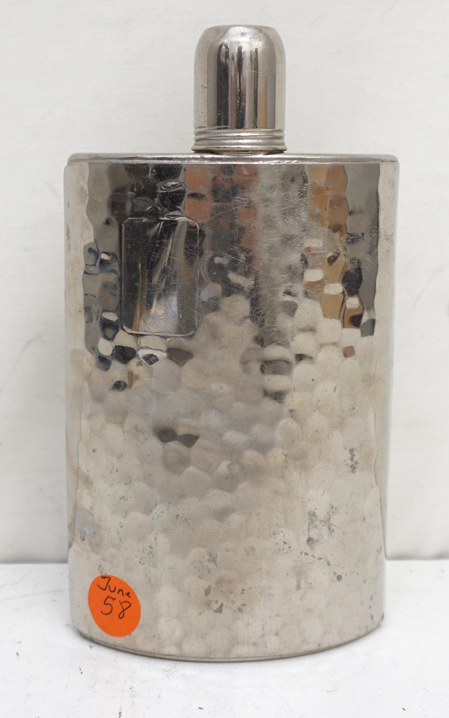 GERMAN HAND HAMMERED CHROME HIP FLASK (1 of 6)