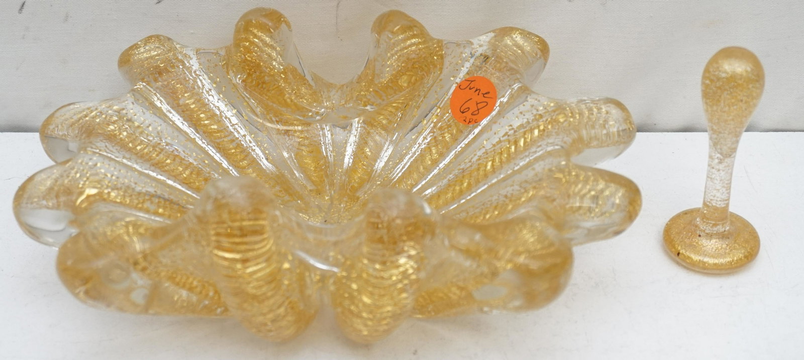 2 PC BAROVIER & TOSO BULLICANTE BOWL + WAX SEAL (1 of 7)