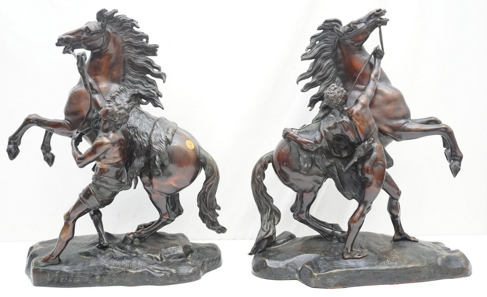 PAIR PATINATED BRONZE MARLEY HORSES (1 of 14)