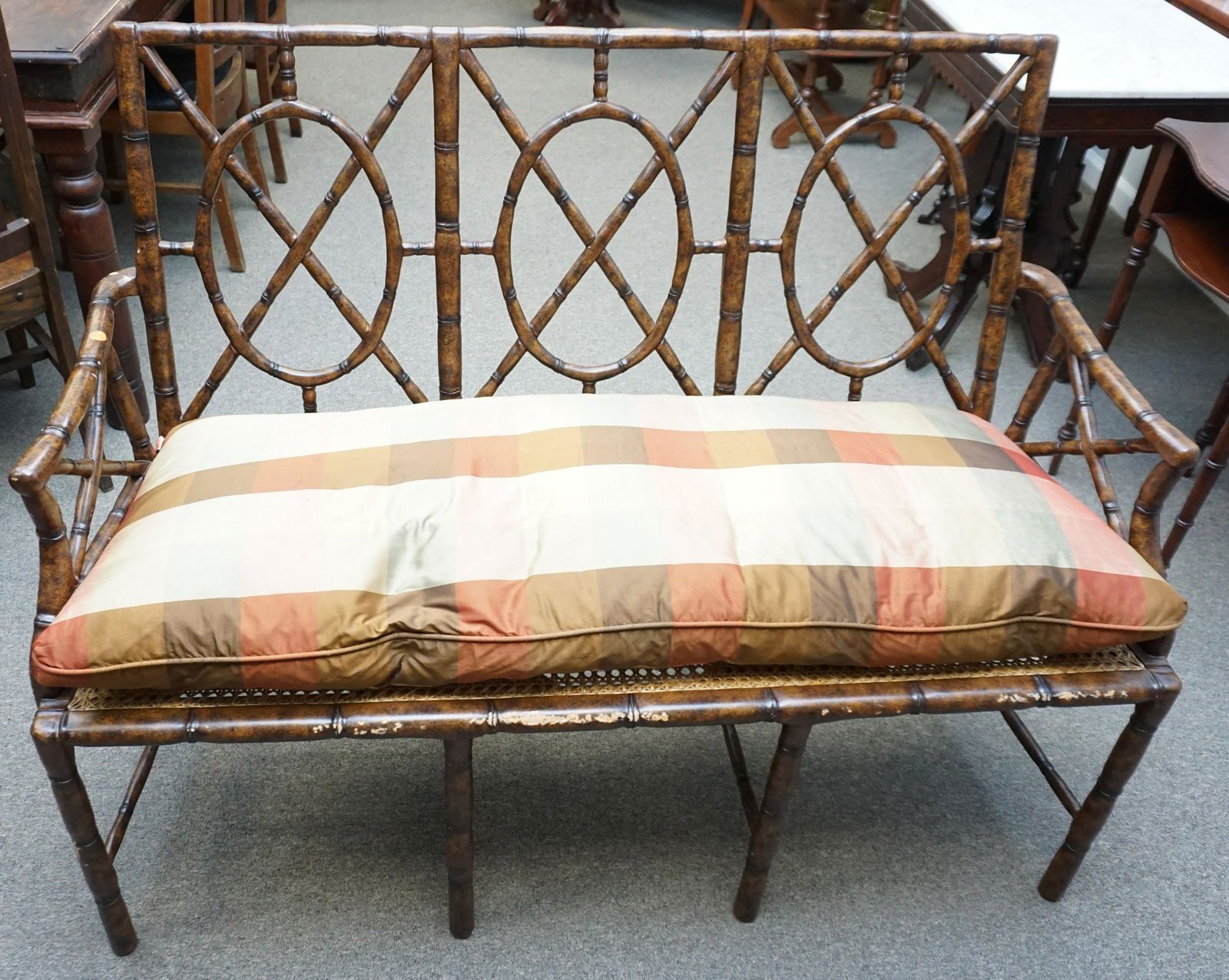 HICKORY FURNITURE CANE SEAT BENCH (1 of 12)