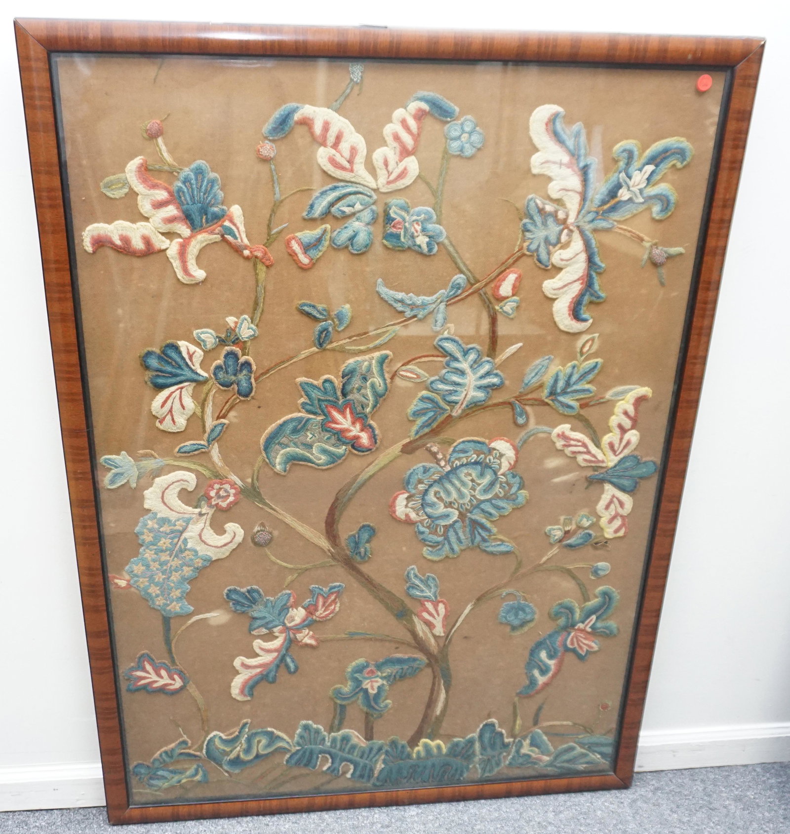 LARGE 19th c FRAMED CREWEL WORK (1 of 11)