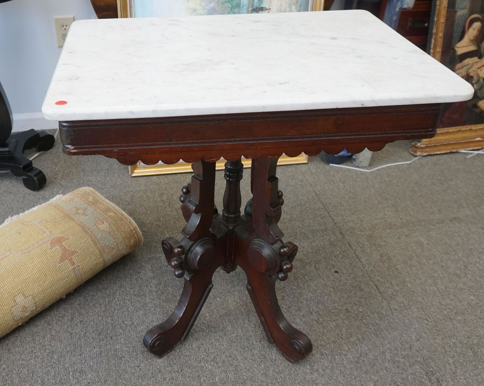 ANTIQUE MARBLE TOP VICTORIAN OCCASIONAL TABLE (1 of 7)