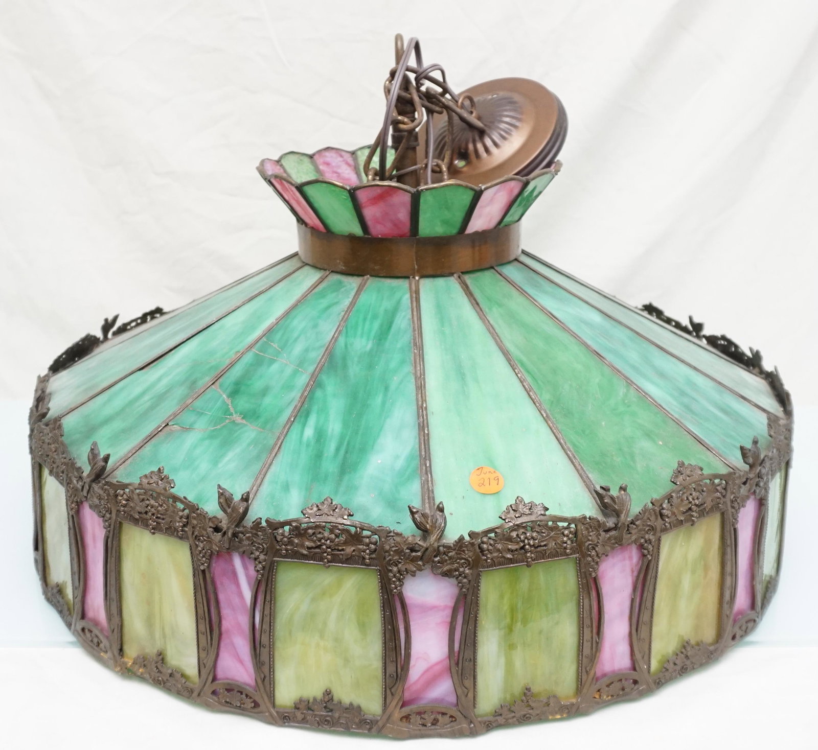 ANTIQUE STAINED GLASS HANGING LIGHT (1 of 8)