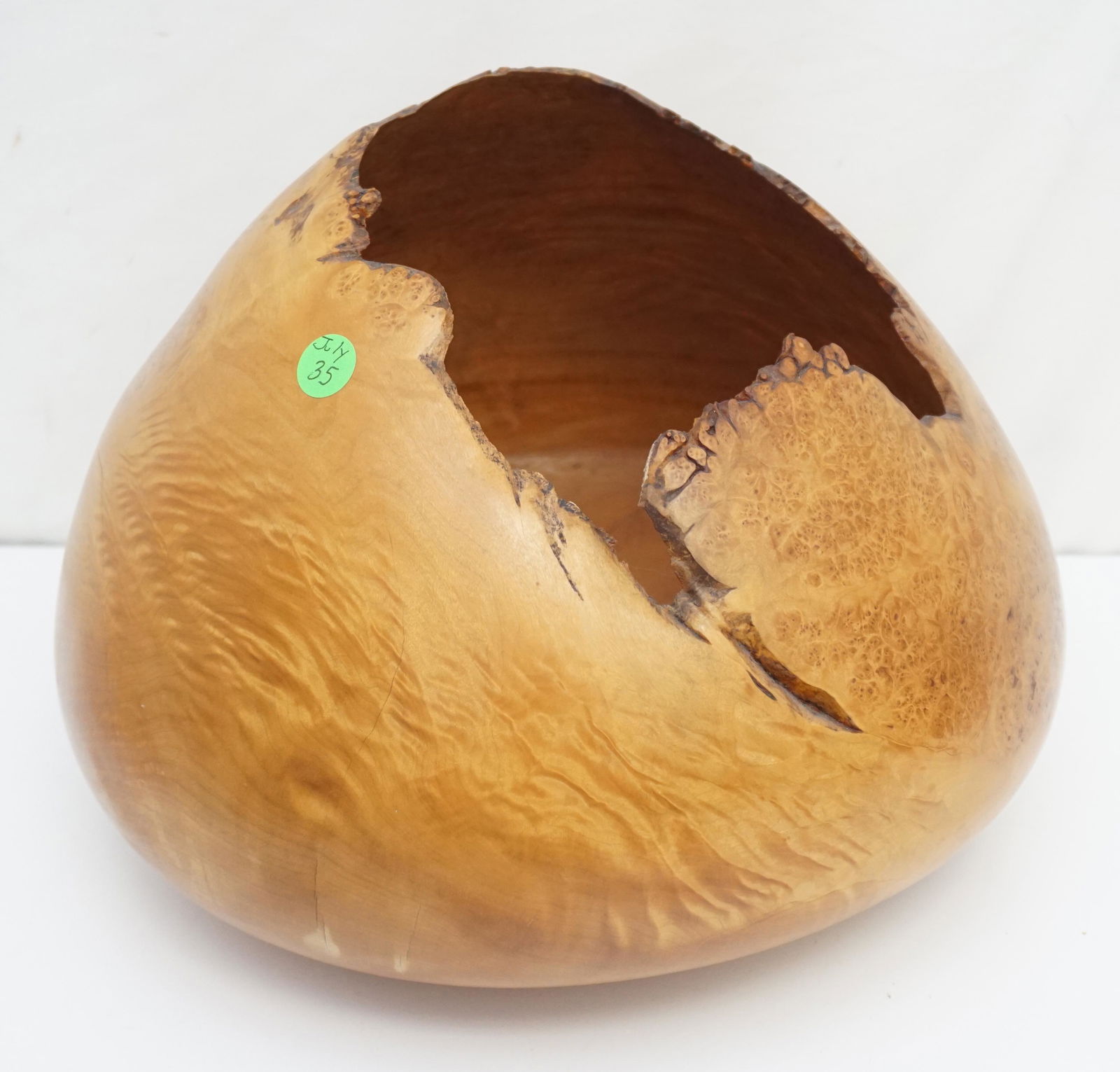 LARGE TURNED MAPLE BOWL - SIGNED (1 of 10)
