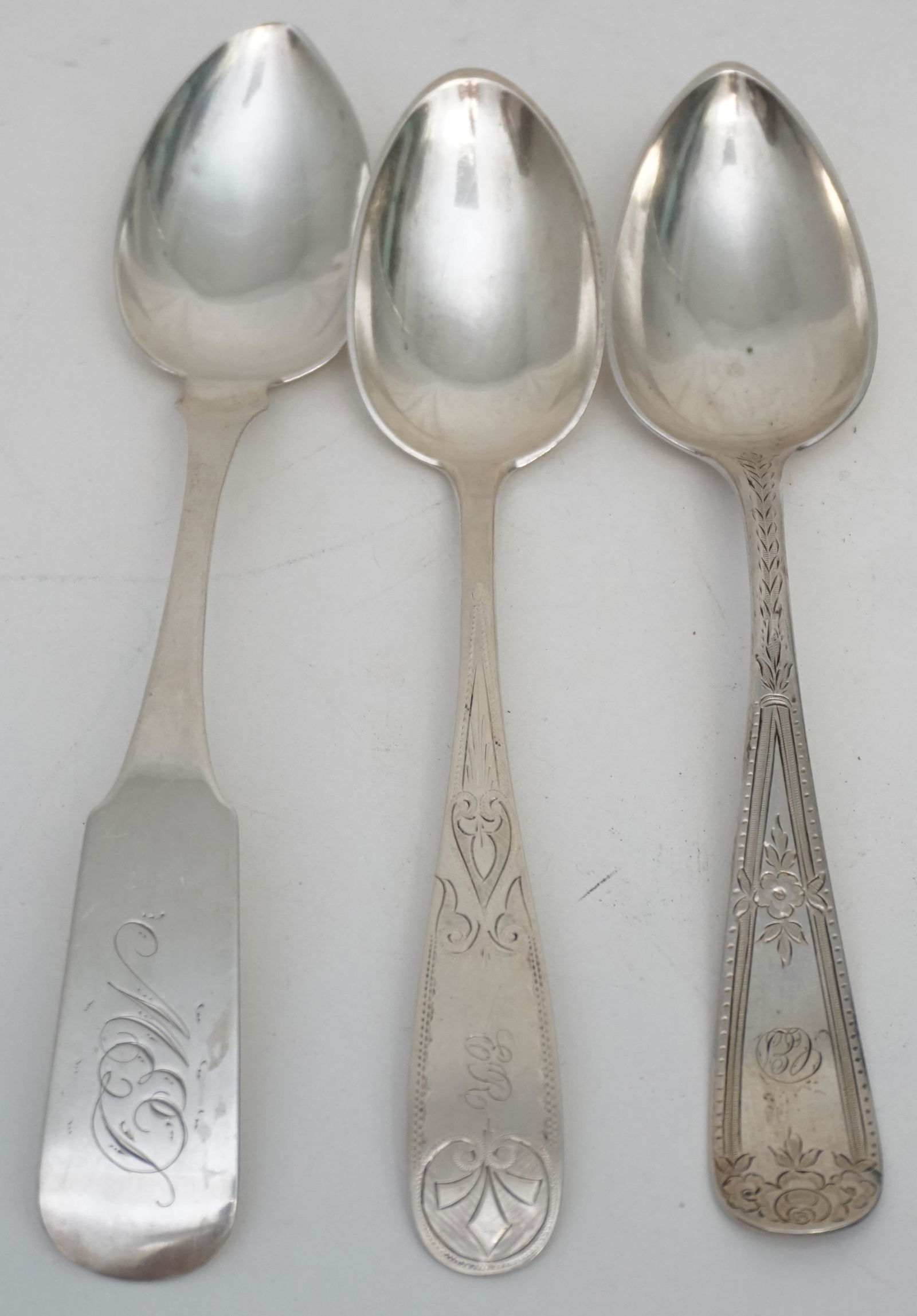 3 AMERICAN COIN SILVER RICE / SERVING SPOONS (1 of 5)