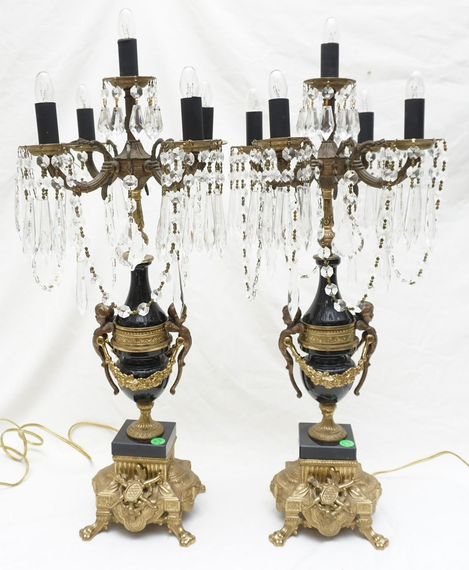 PAIR ITALIAN BREVETTATO ELECTRIFIED ORNATE CANDELABRA (1 of 10)