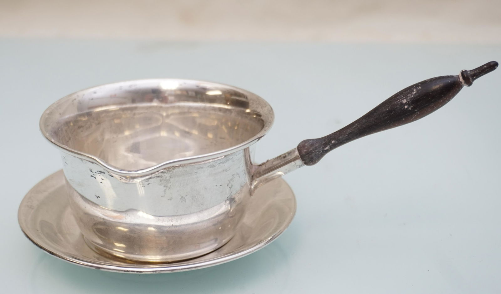 LUNT STERLING SILVER BRANDY WARMER & UNDERPLATE (1 of 4)