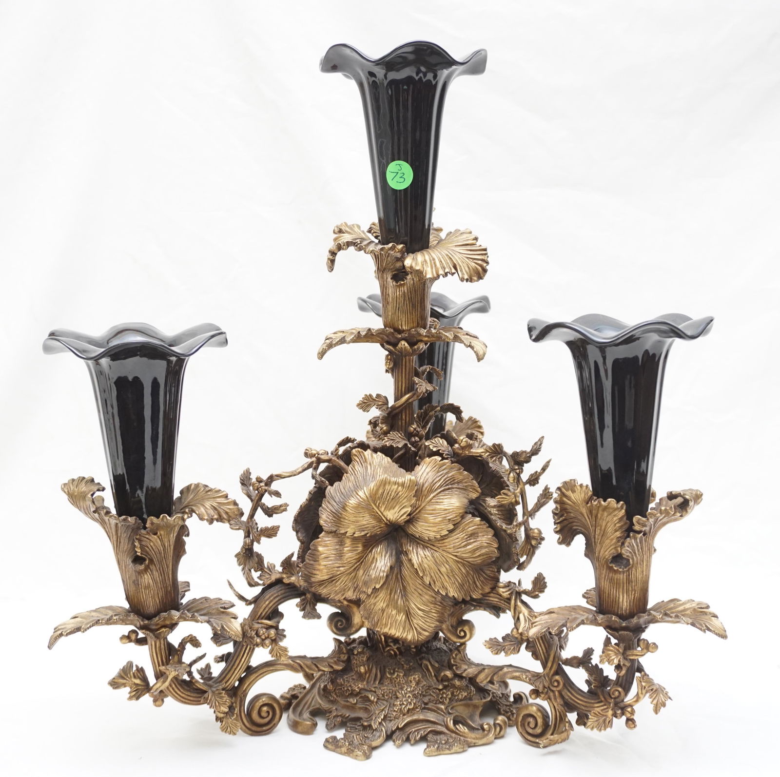 UNITED WILSON BRONZE & BLACK PORCELAIN EPERGNE (1 of 11)