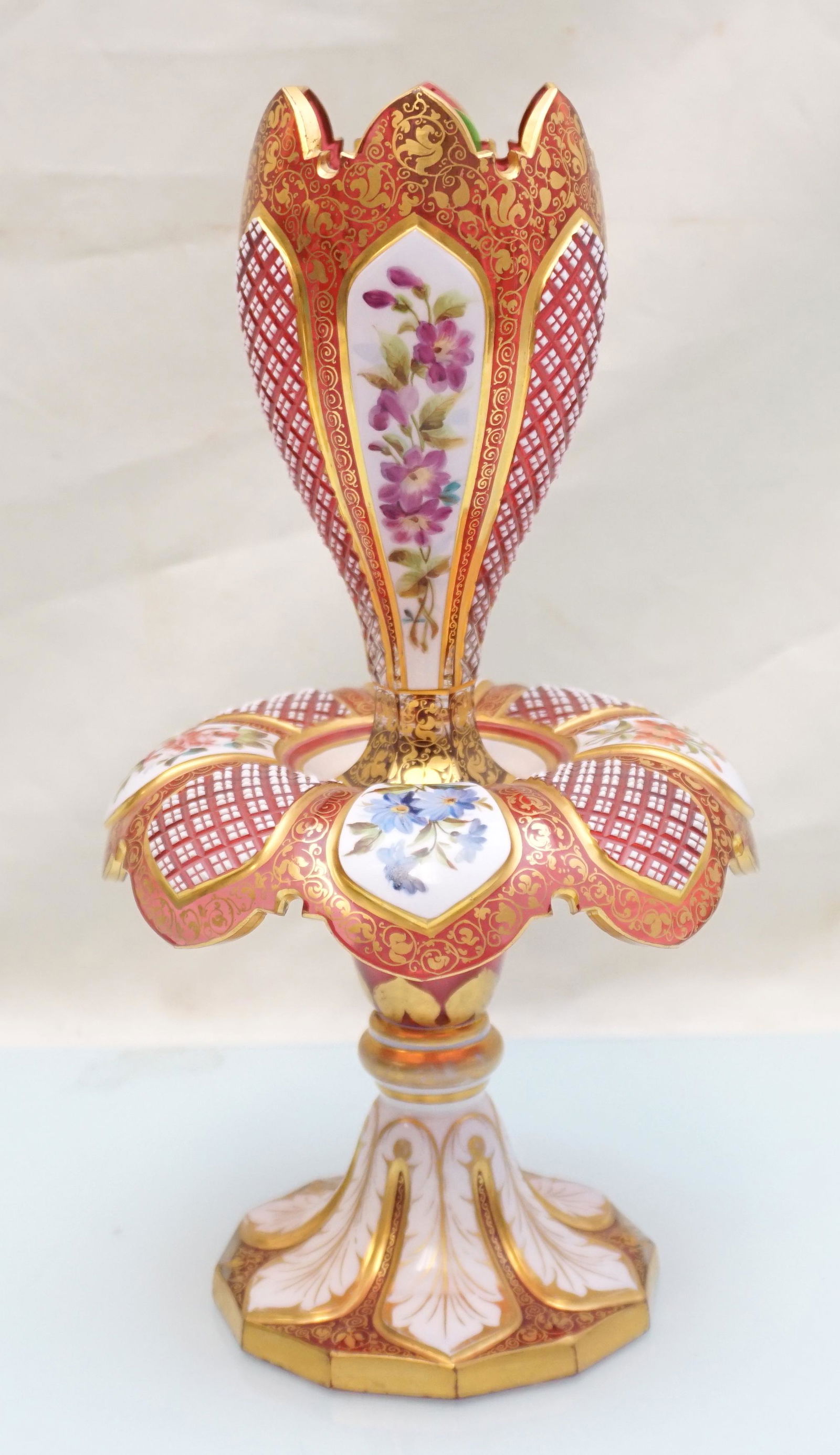 19th c BOHEMIAN GLASS TWO PIECE EPERGNE (1 of 10)