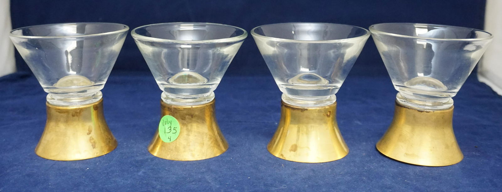 4 MCM NUDIE COCKTAIL GLASSES BRASS BASE (1 of 7)