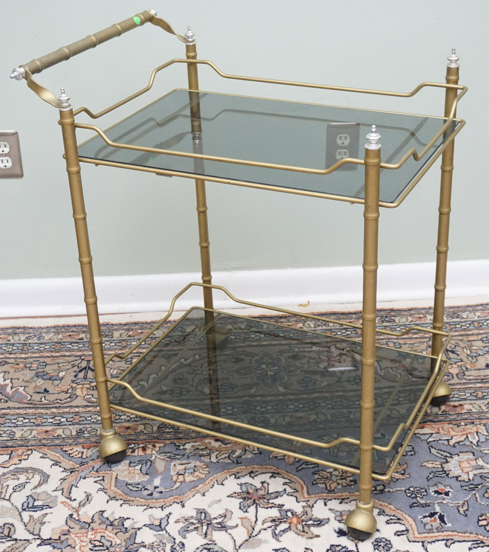 MCM BRASS & GLASS BAR CART (1 of 6)